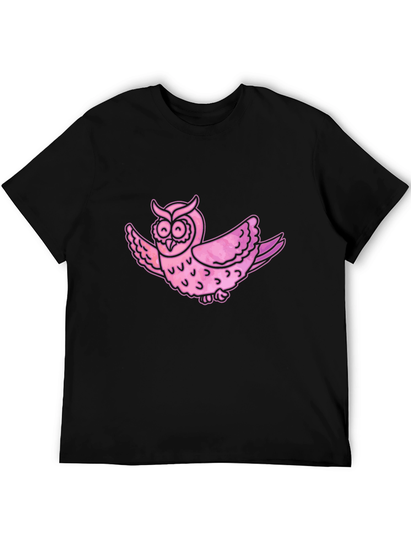 Pink Owl Graphic T-Shirt - Mens Casual Tee