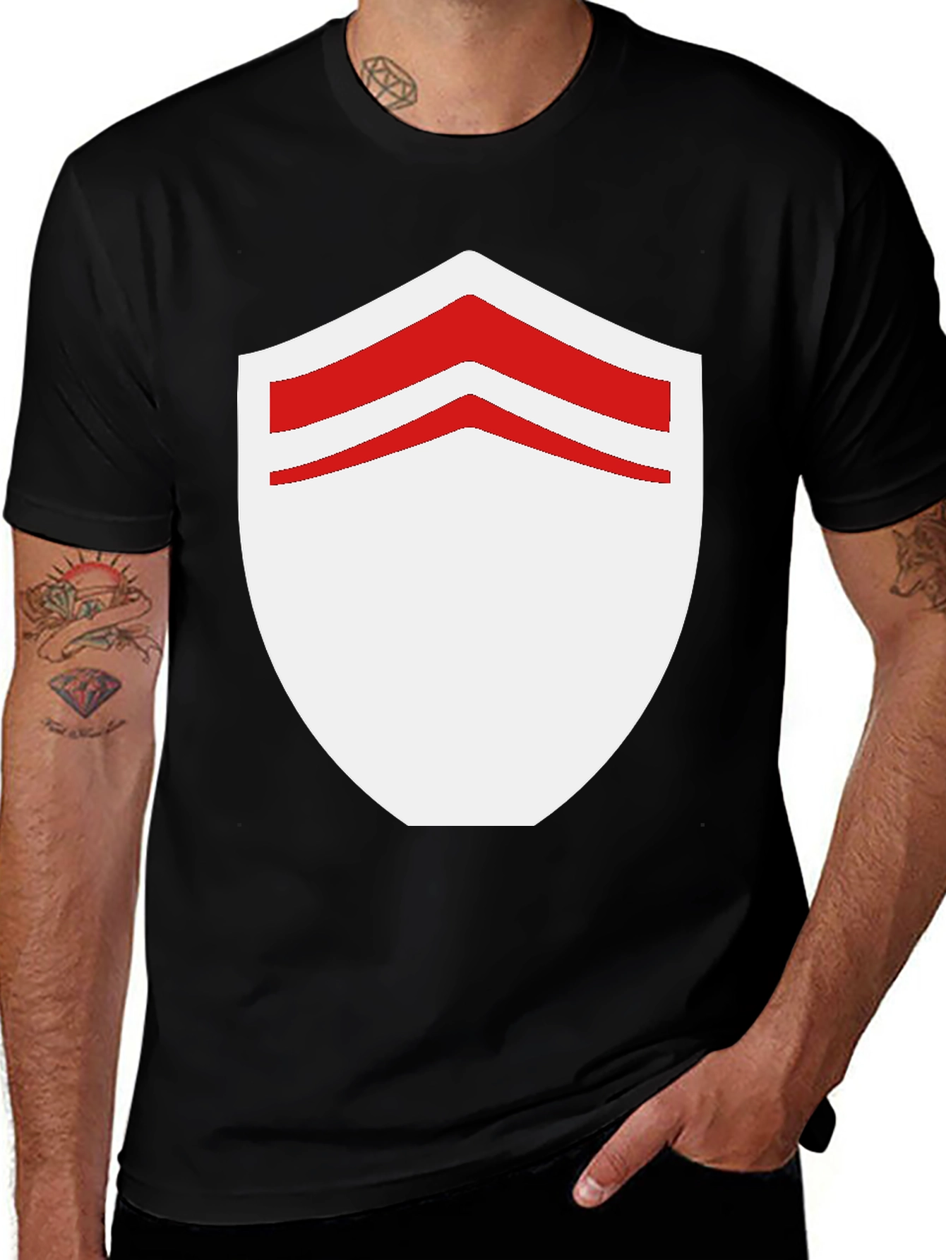 Shield Graphic Tee - Stylish Black Cotton Blend