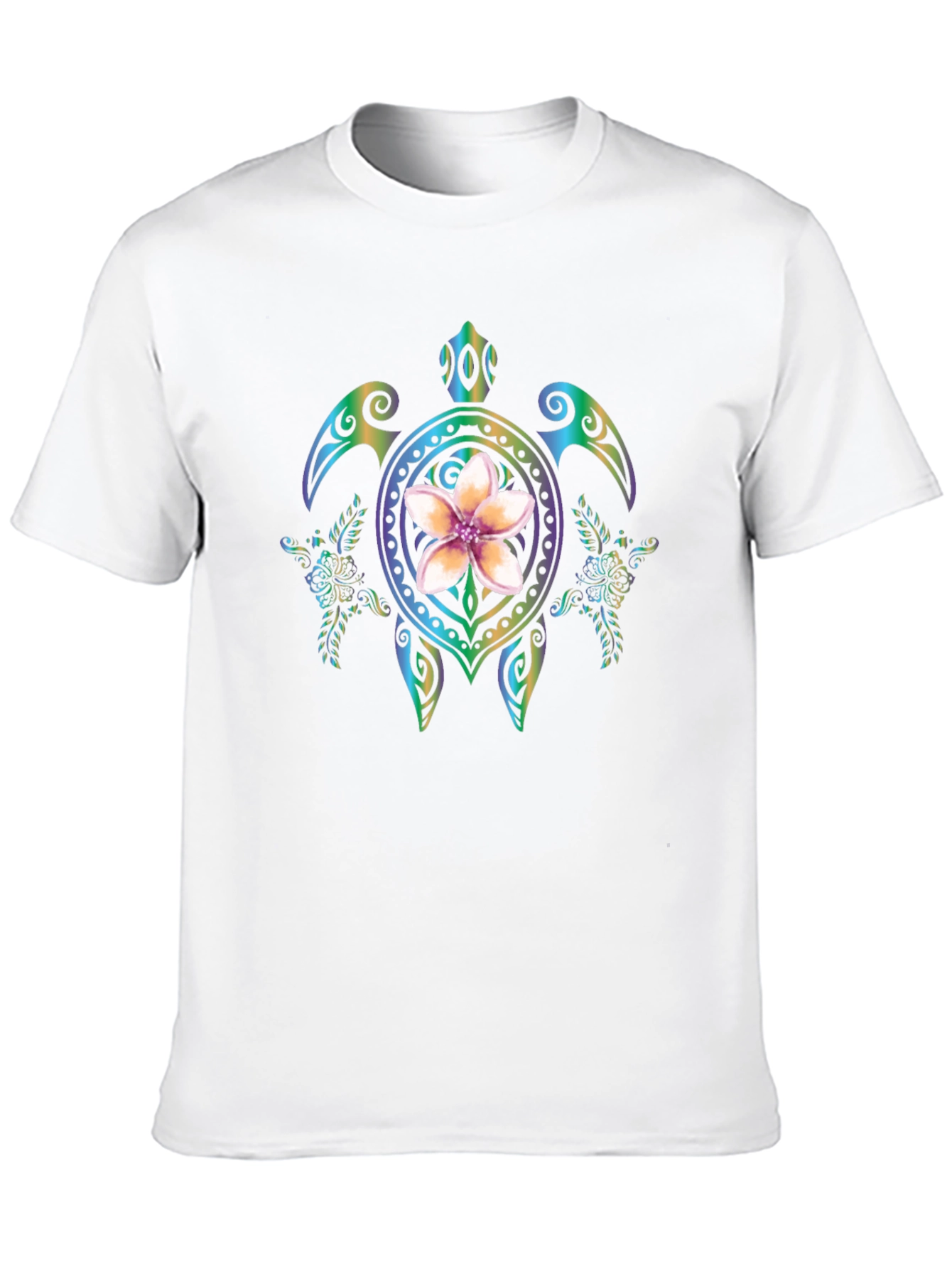 Floral Turtle Graphic Black T-Shirt