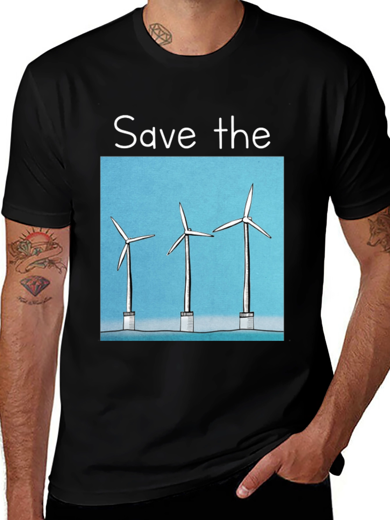 Save The Windmills Black T-Shirt