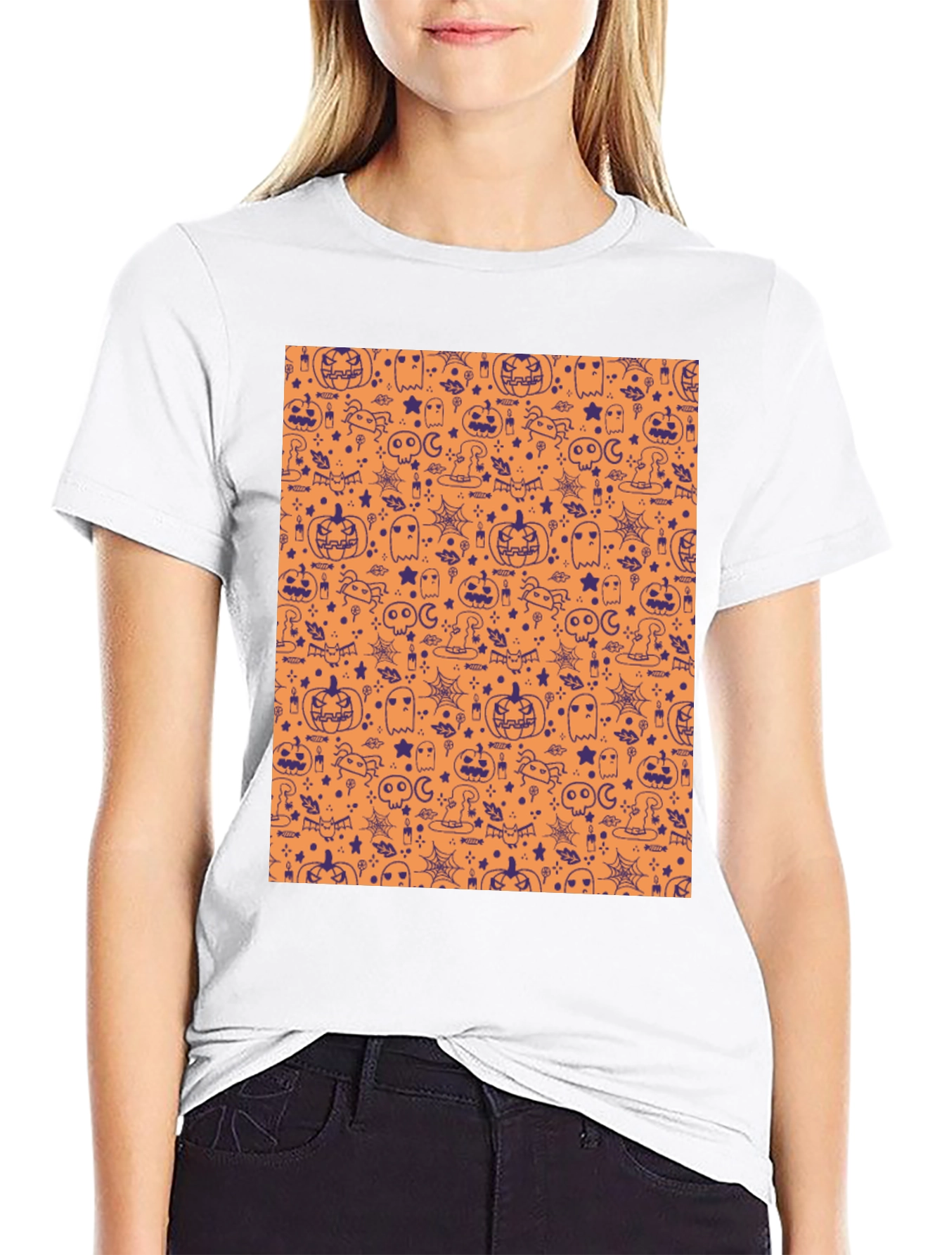Halloween Pattern T-Shirt - Spooky Season Tee