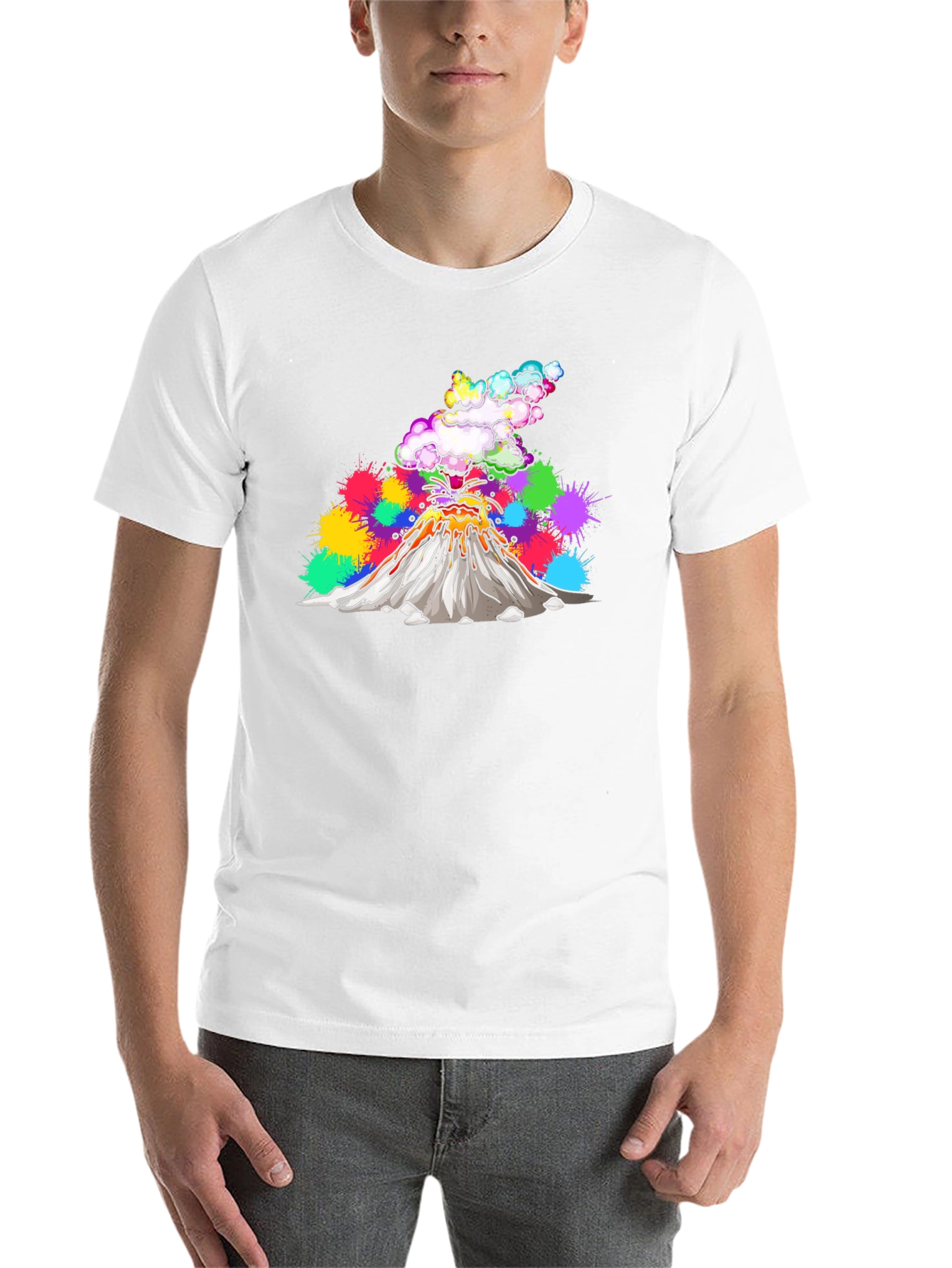 Volcano Lava Explosion Graphic T-Shirt - Black