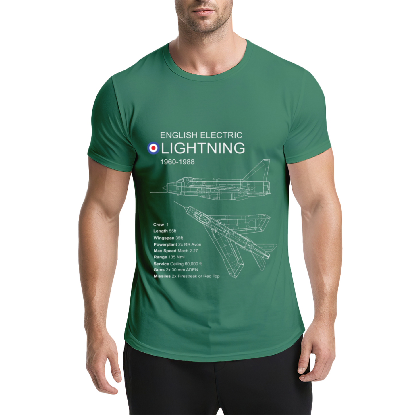 English Electric Lightning 1960-1988 Jet Blueprint Navy Tee