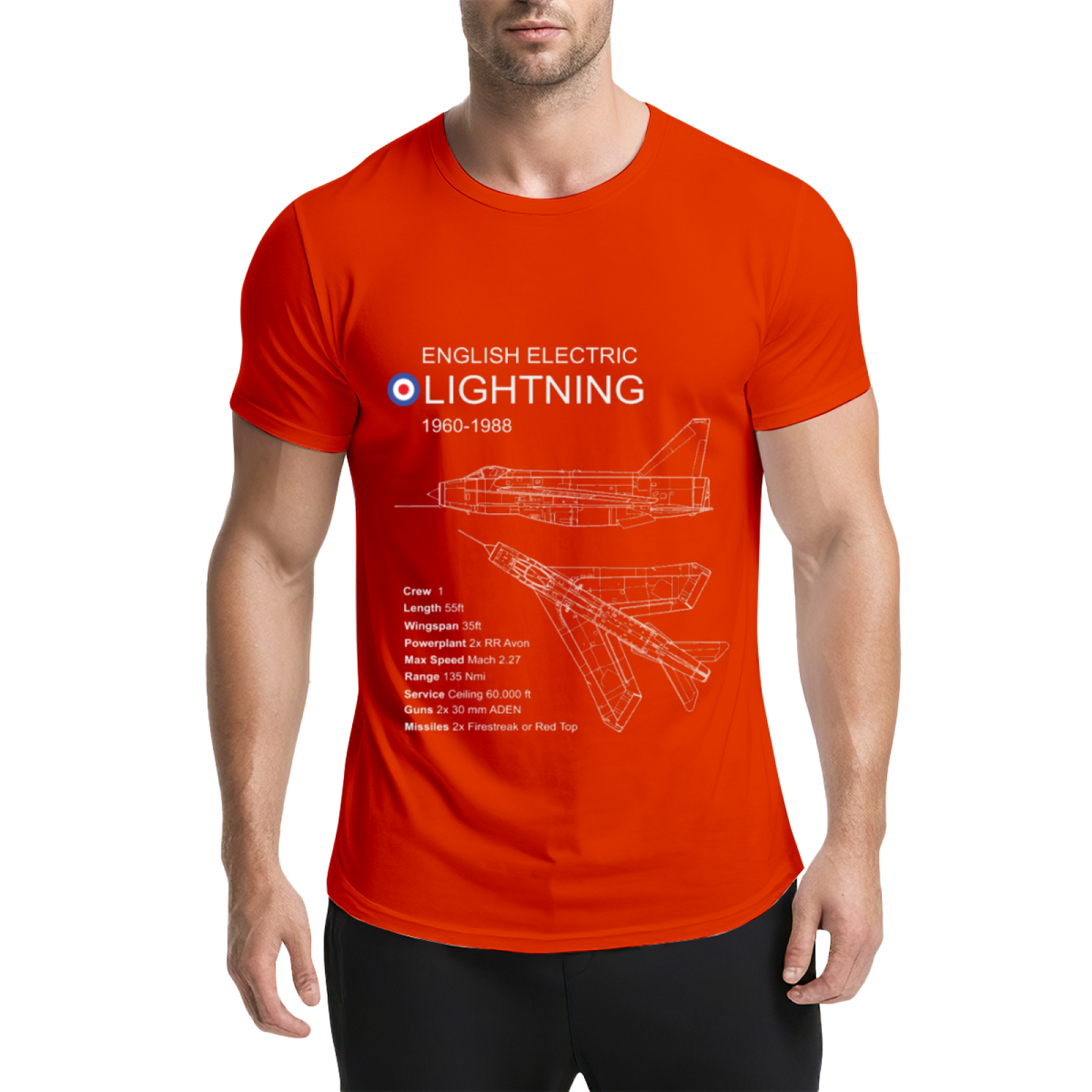 English Electric Lightning 1960-1988 Jet Blueprint Navy Tee