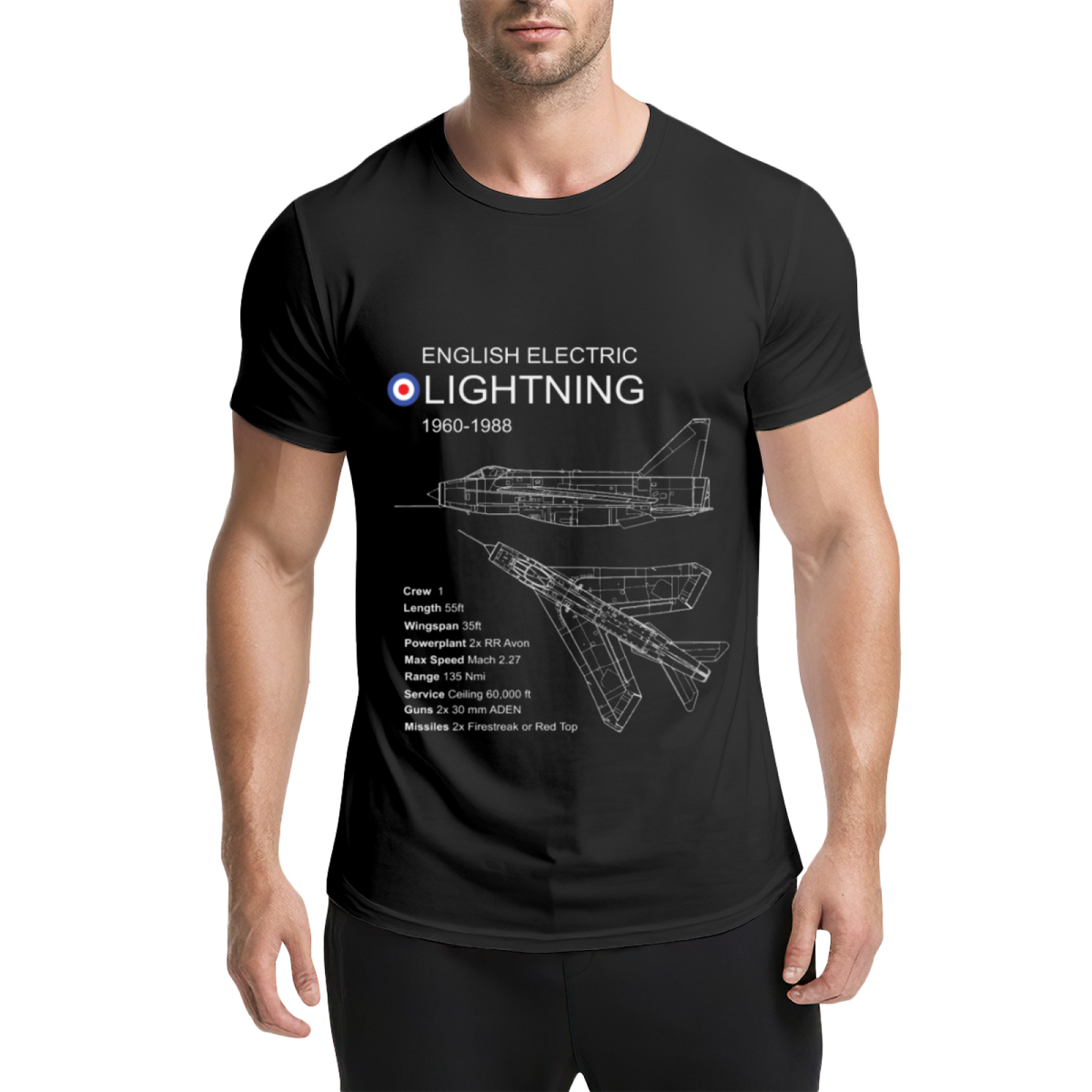 English Electric Lightning 1960-1988 Jet Blueprint Navy Tee