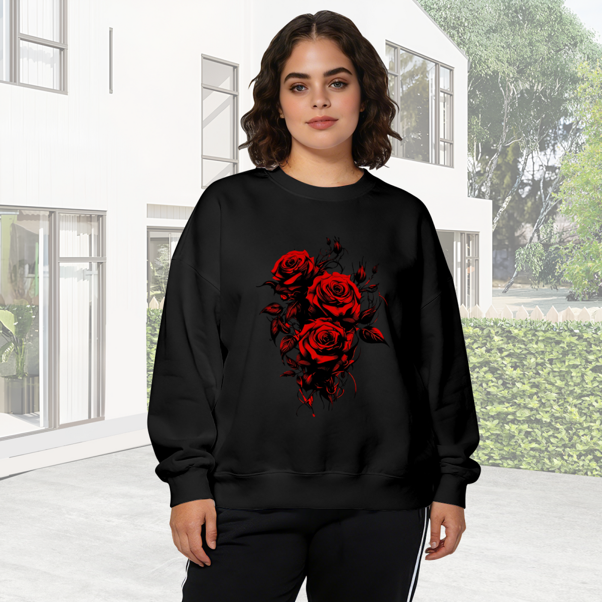 Dark Art Red Rose Bouquet Crewneck Sweatshirt