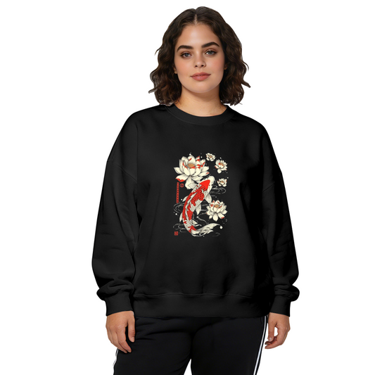 Japanese Koi Fish & Lotus Art Crewneck Sweatshirt