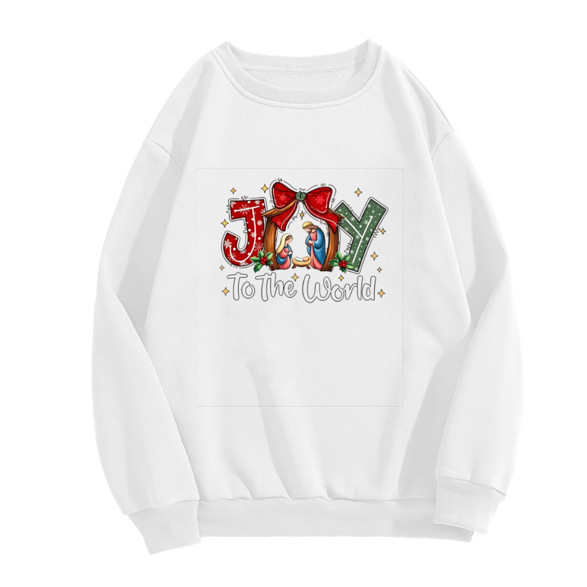 Joy To The World Nativity Scene Christmas Crewneck Sweatshirt
