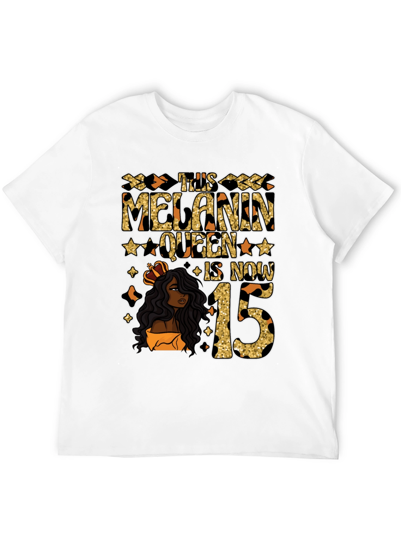 Melanin Queen 15th Birthday T-Shirt