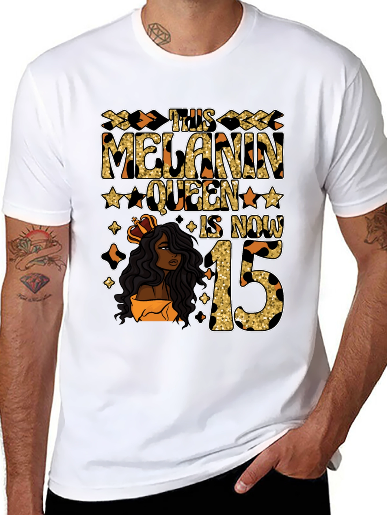 Melanin Queen 15th Birthday T-Shirt