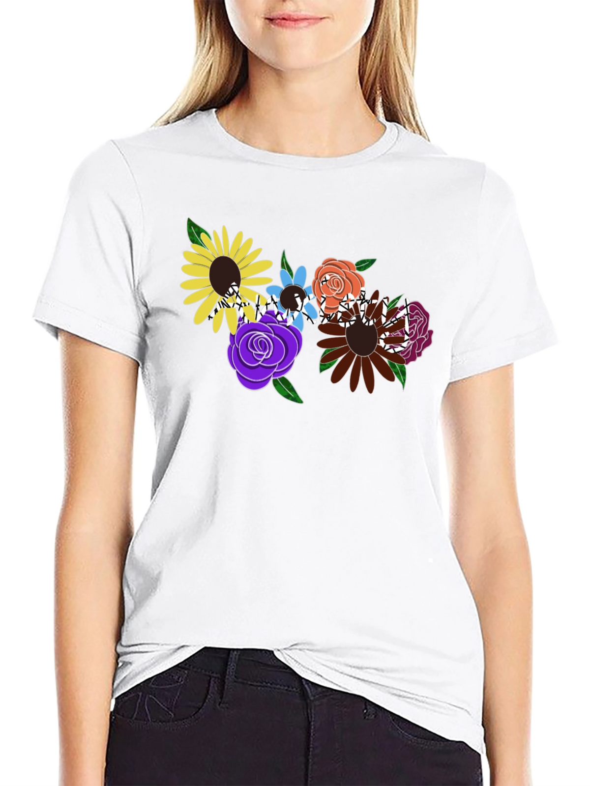 Floral Graphic Black T-Shirt