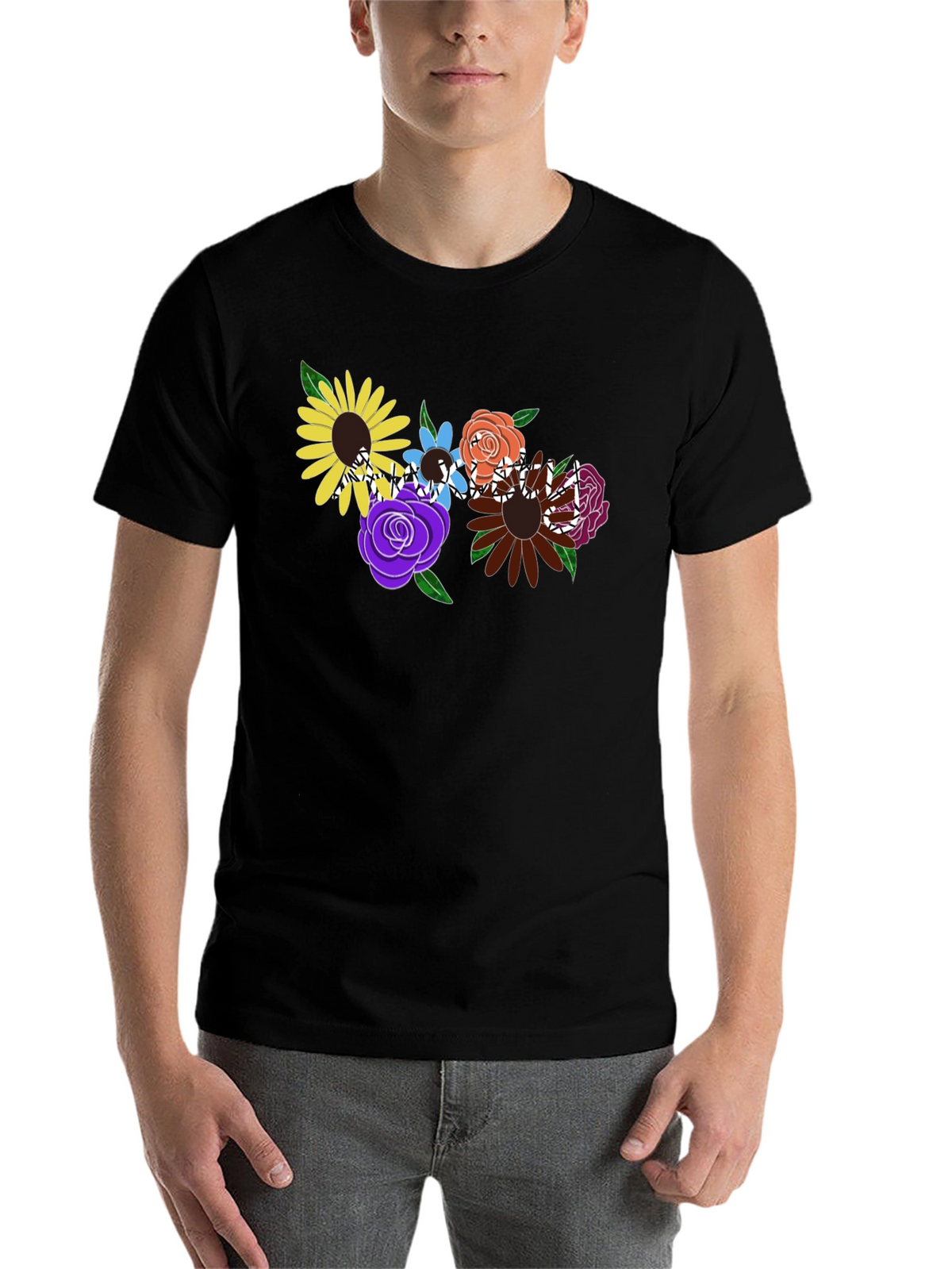 Floral Graphic Black T-Shirt