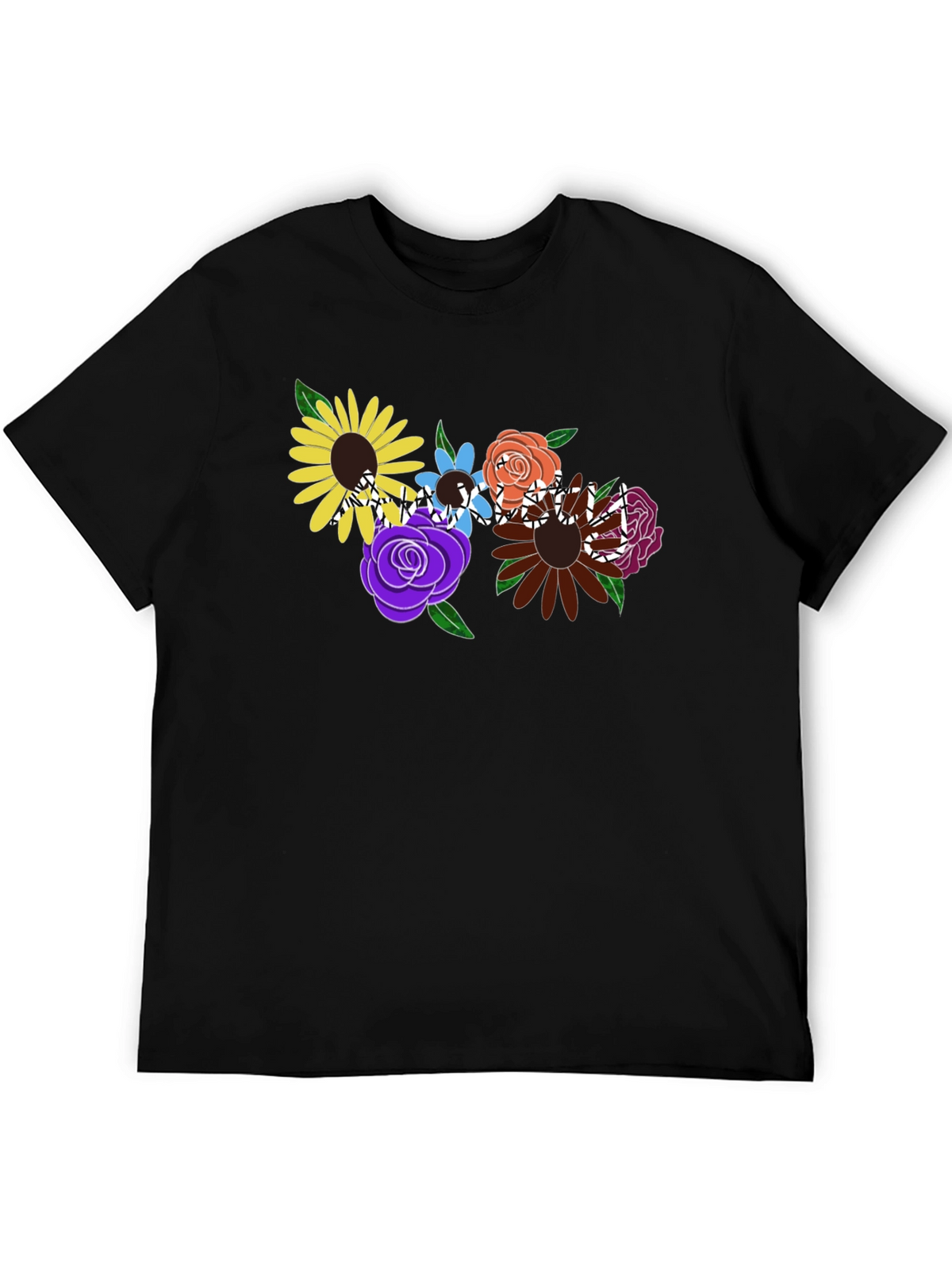 Floral Graphic Black T-Shirt