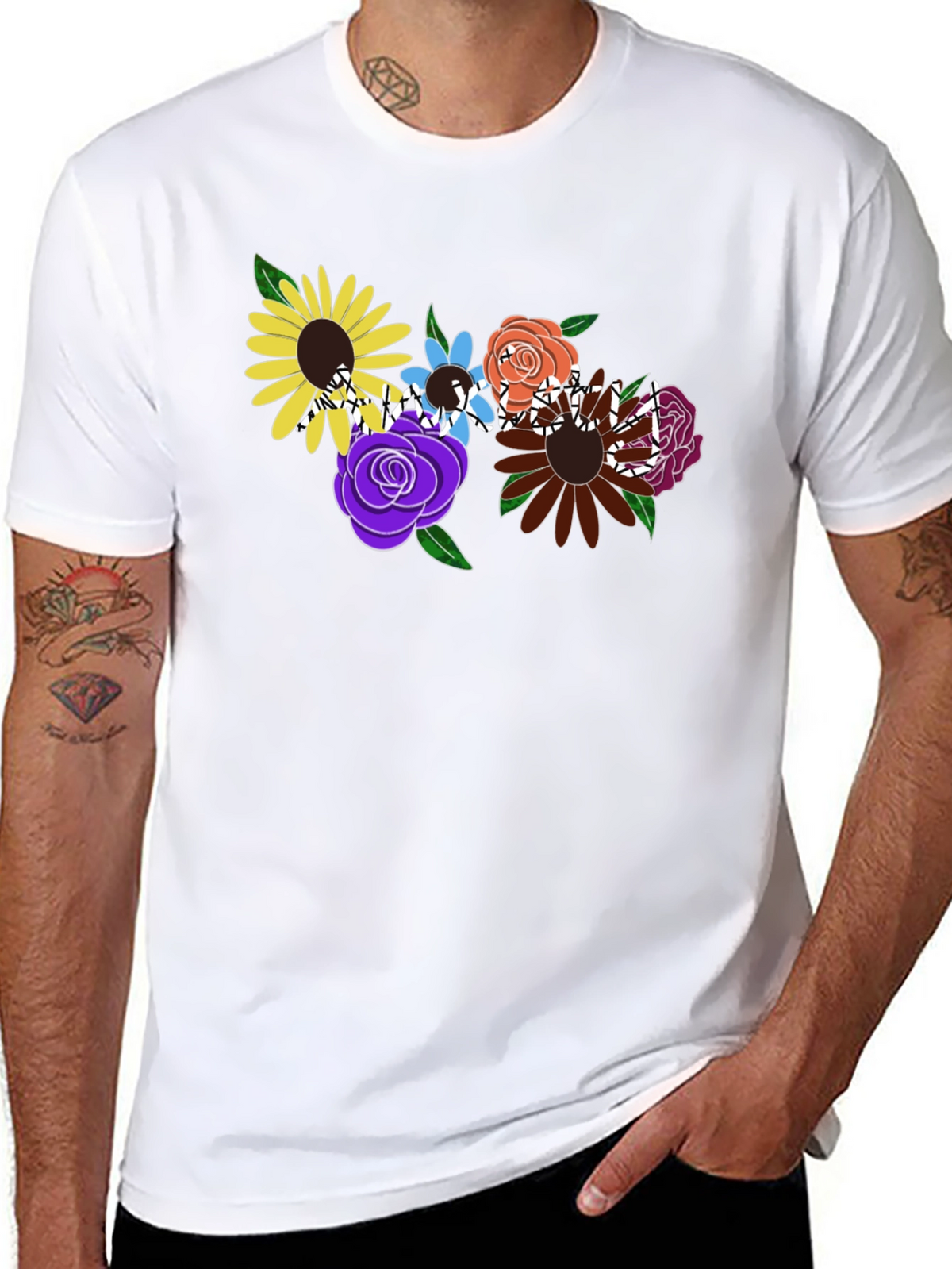 Floral Graphic Black T-Shirt