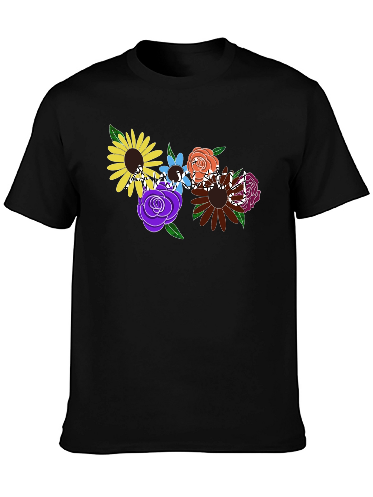 Floral Graphic Black T-Shirt