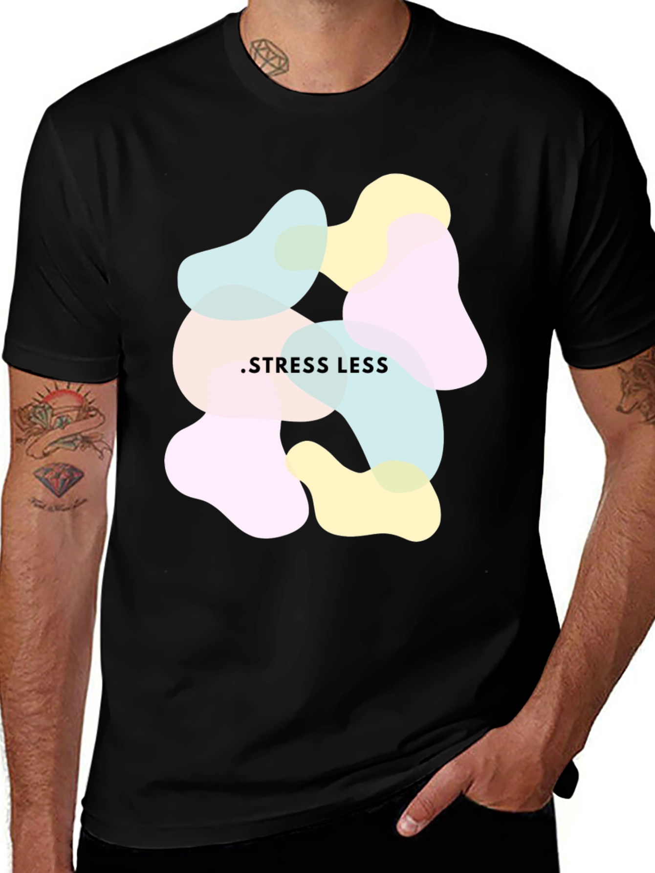 Stress Less Graphic Tee - Relaxed Fit Black T-Shirt