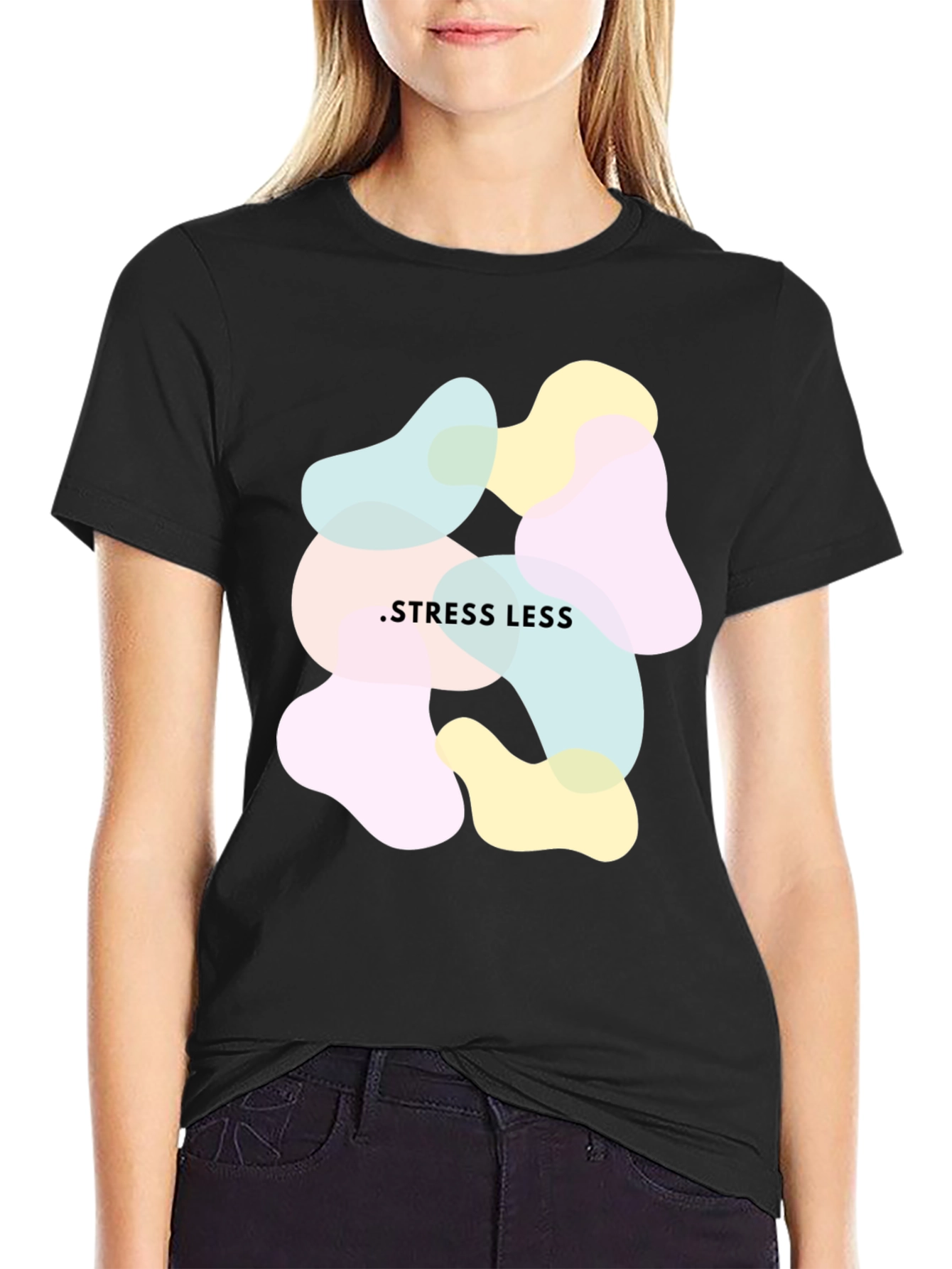 Stress Less Graphic Tee - Relaxed Fit Black T-Shirt