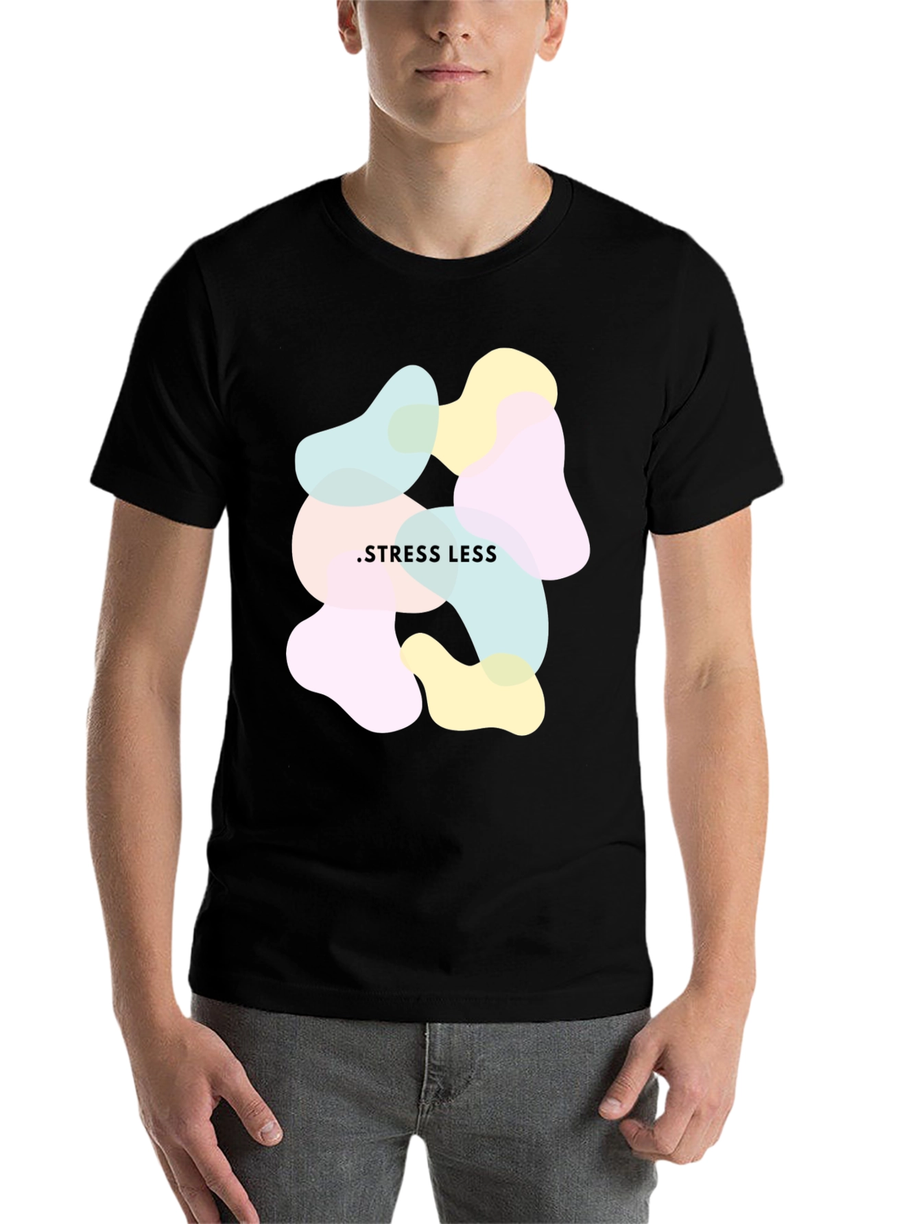 Stress Less Graphic Tee - Relaxed Fit Black T-Shirt