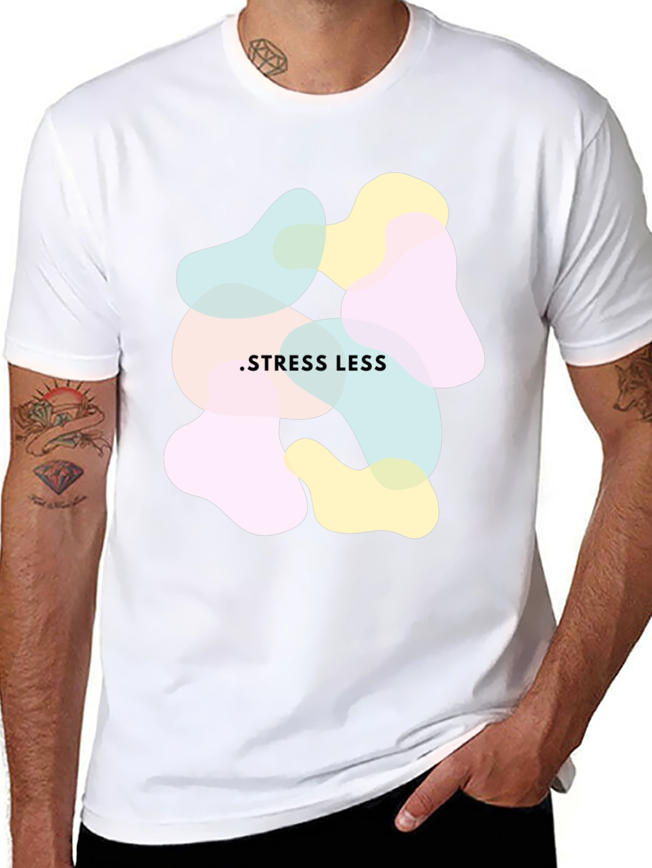 Stress Less Graphic Tee - Relaxed Fit Black T-Shirt