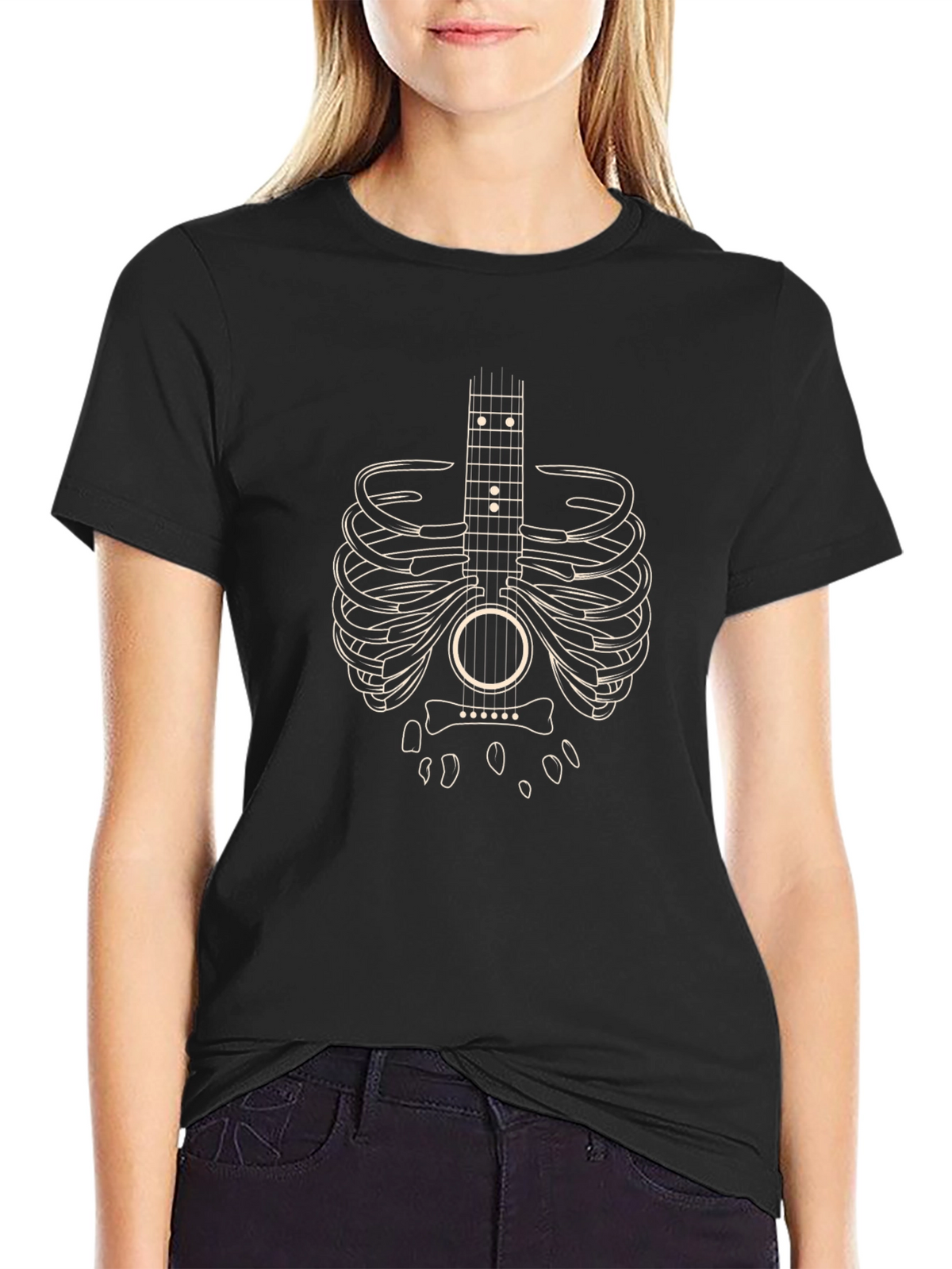Guitar Rib Cage Graphic T-Shirt - Music Lover Tee
