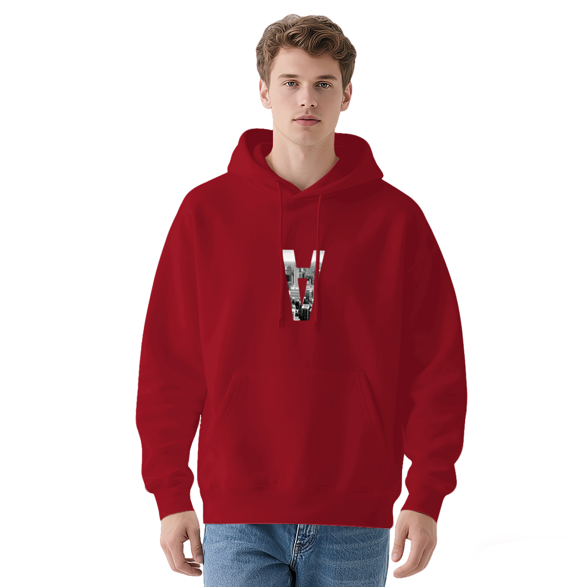 Urban City View Letter V Fashion Navy Hoodie