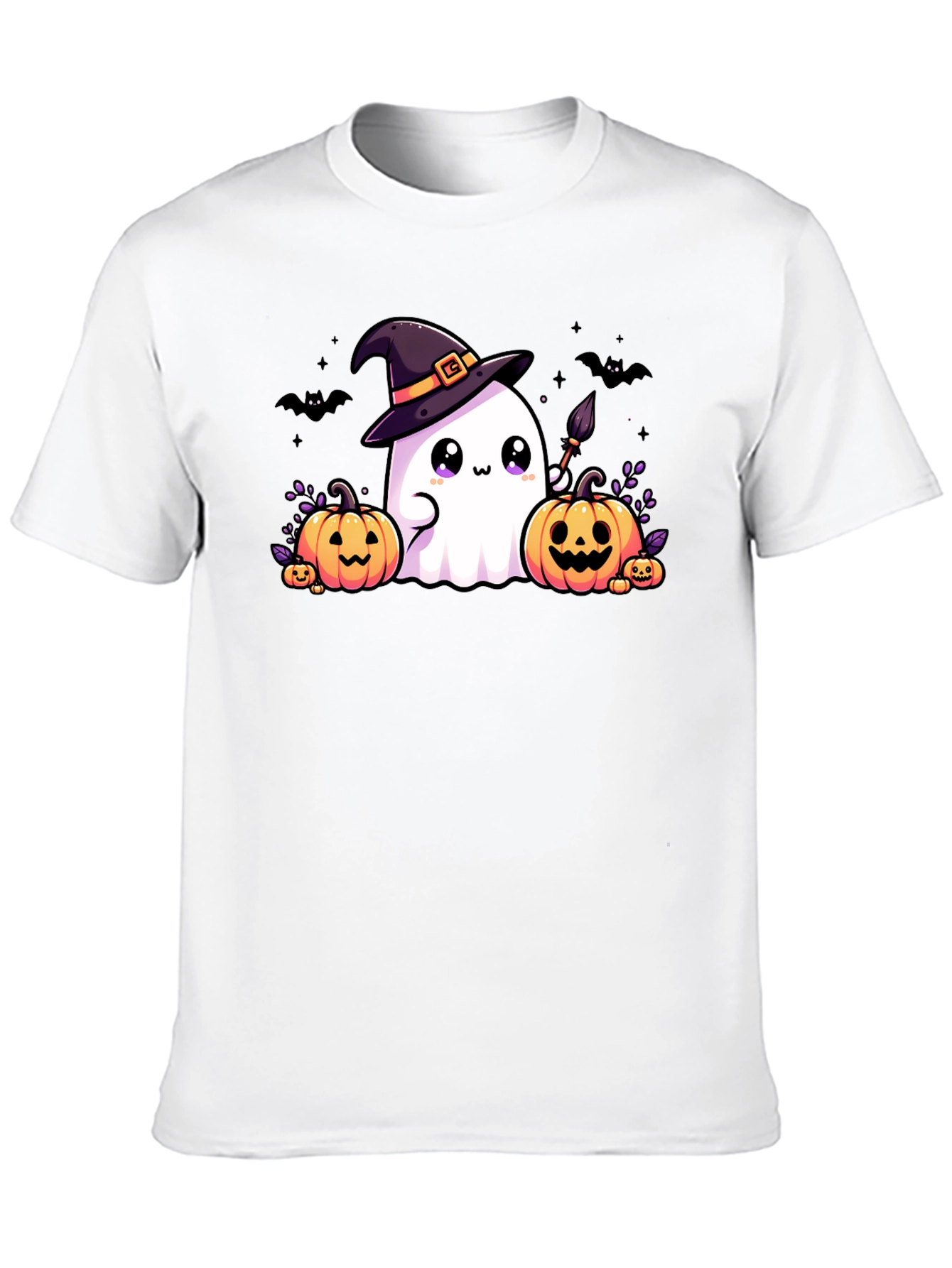 Halloween Ghost & Pumpkins Black T-Shirt