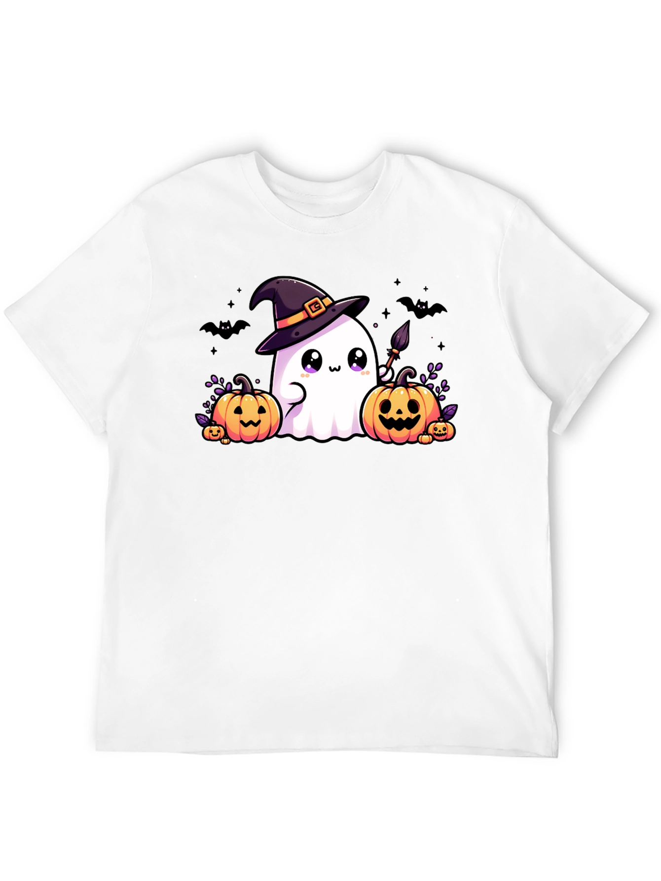 Halloween Ghost & Pumpkins Black T-Shirt