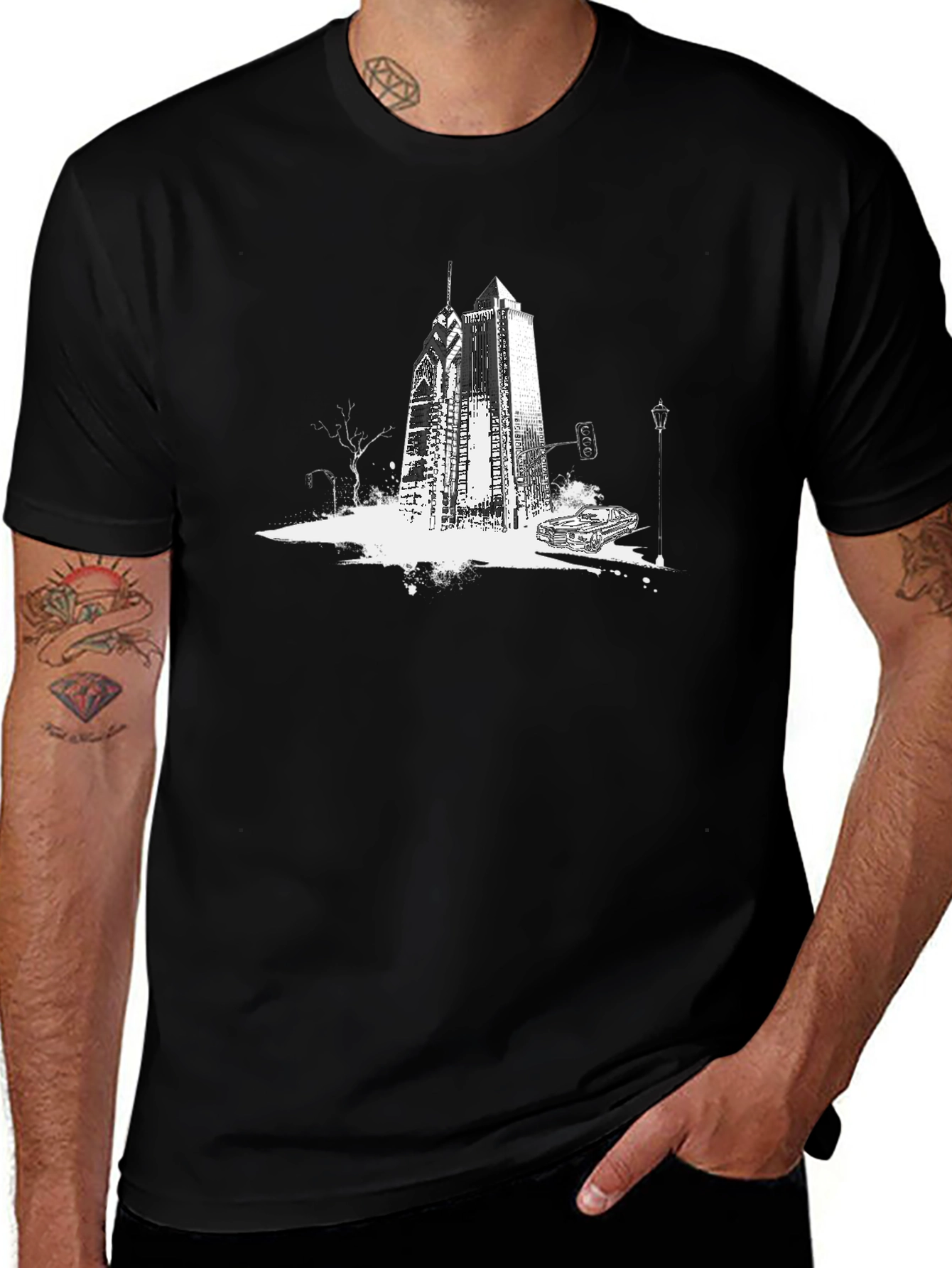 Cityscape Graphic Tee - Black