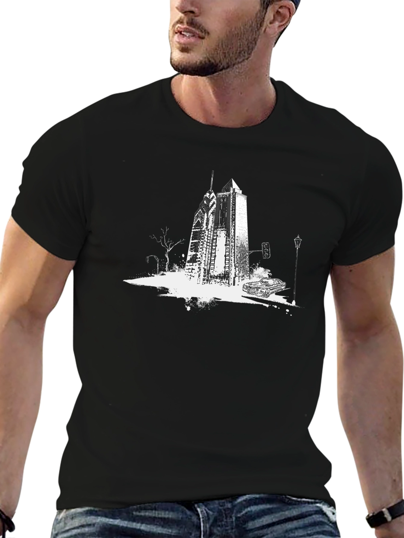Cityscape Graphic Tee - Black