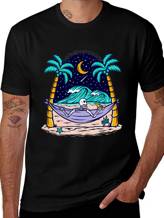 Relaxed Skeleton T-Shirt - Beach Hammock Graphic Tee