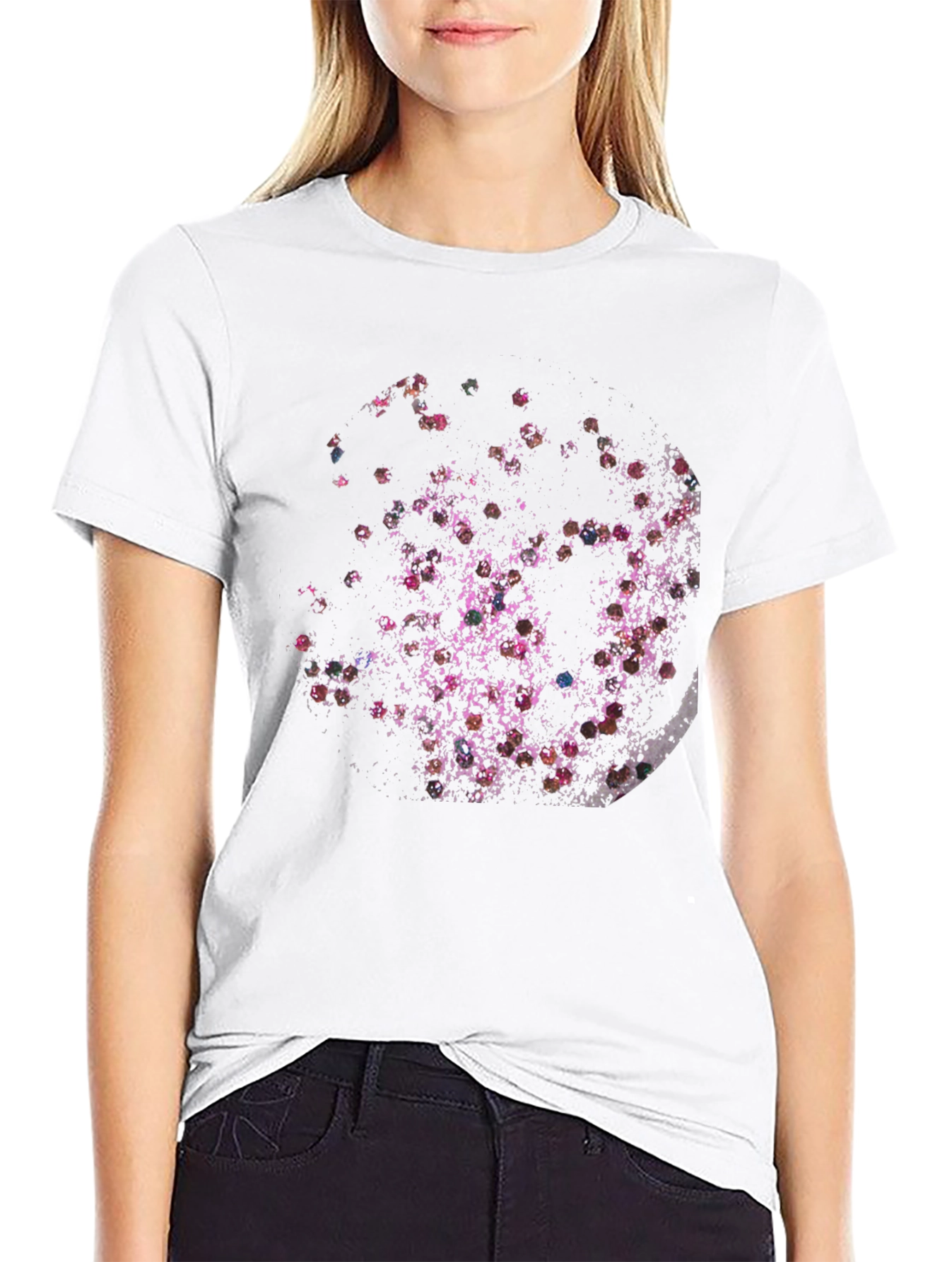 Abstract Floral Moon Black T-Shirt
