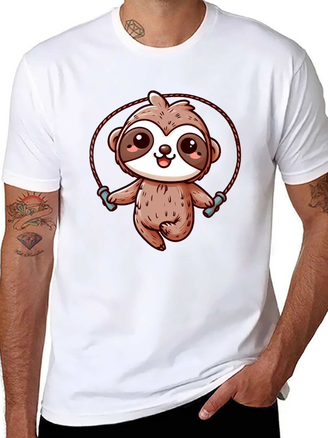 Sloth Skipping Rope Graphic T-Shirt