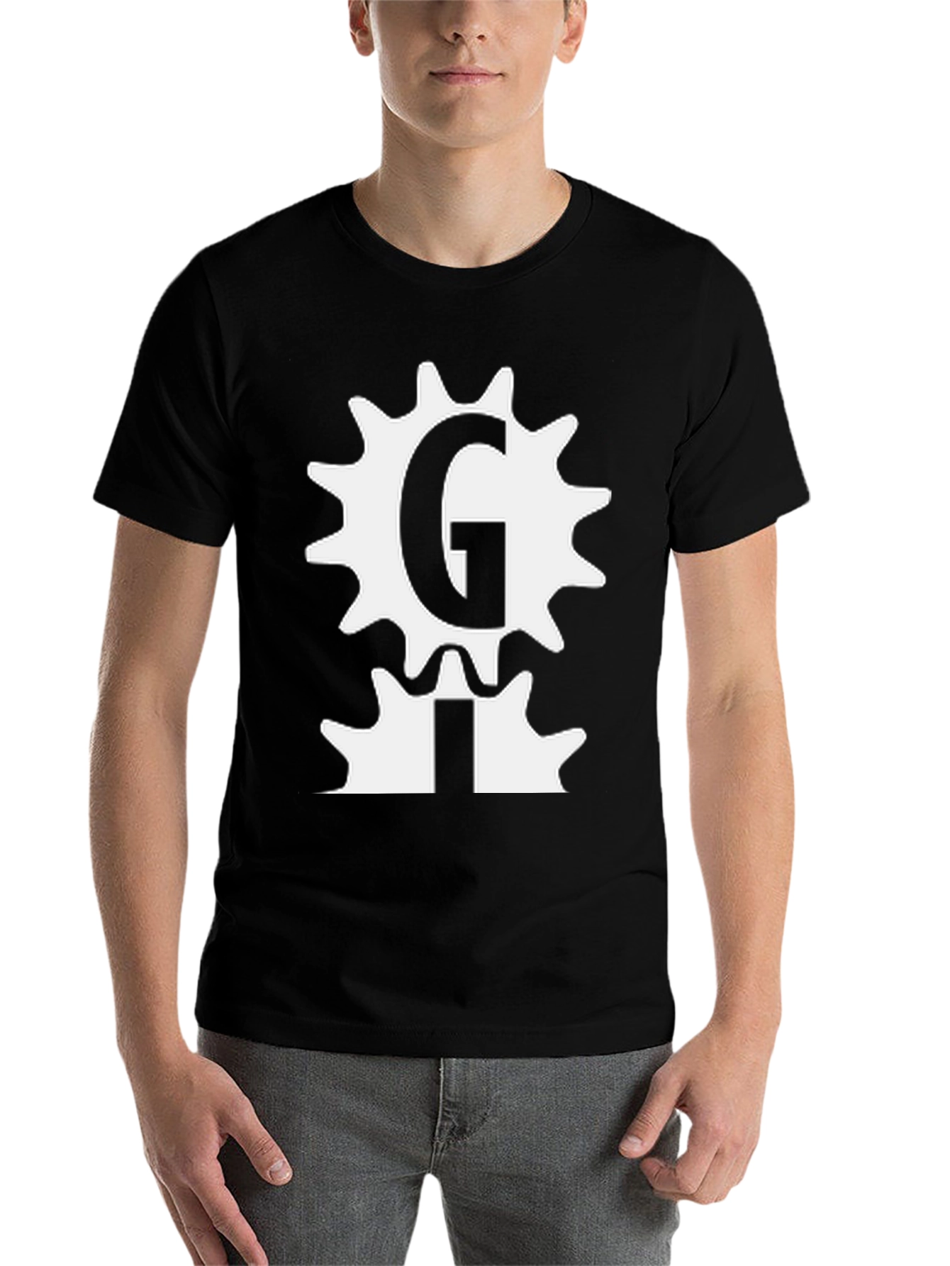 Gear Letter Graphic Black Tee