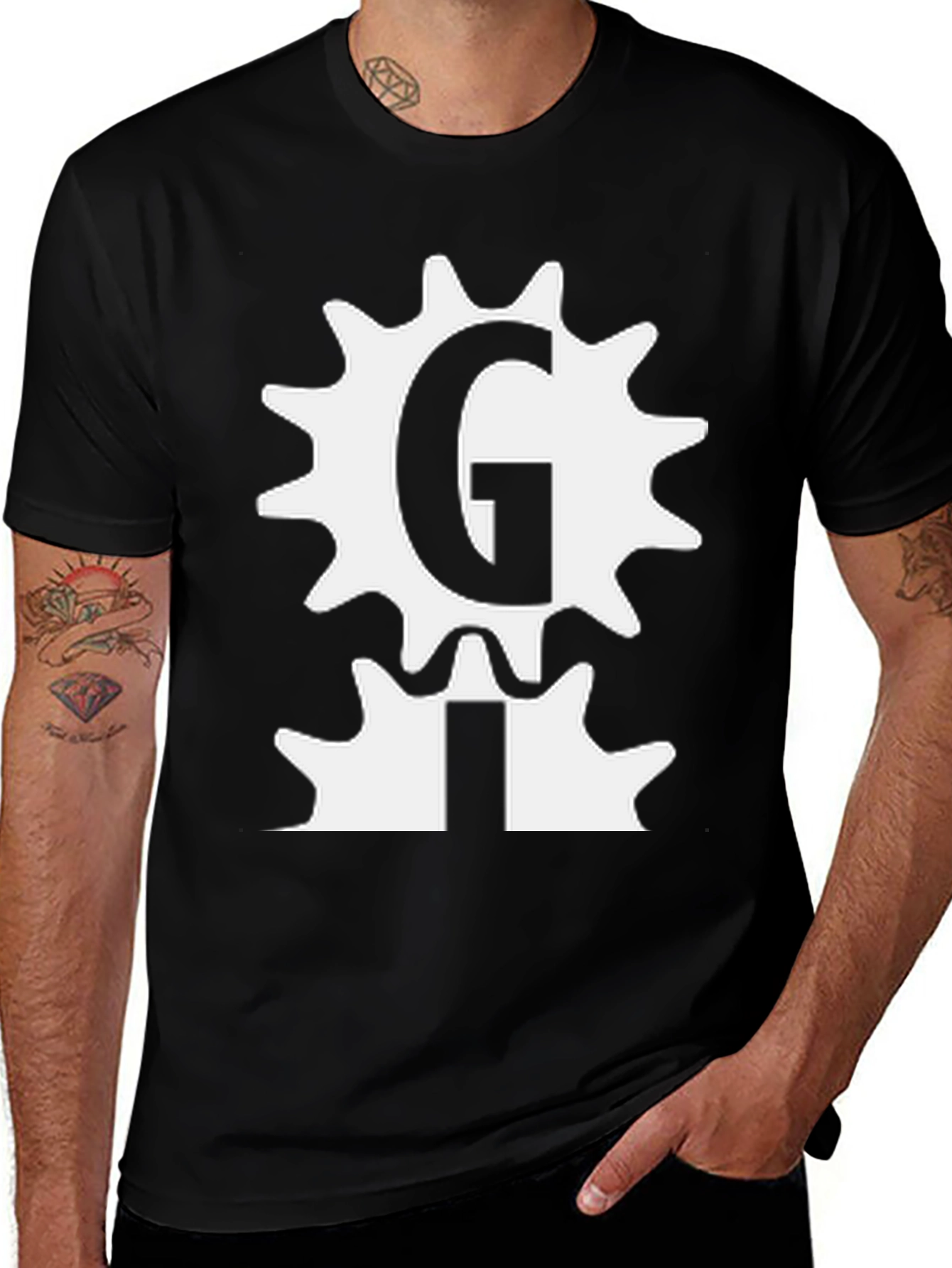 Gear Letter Graphic Black Tee