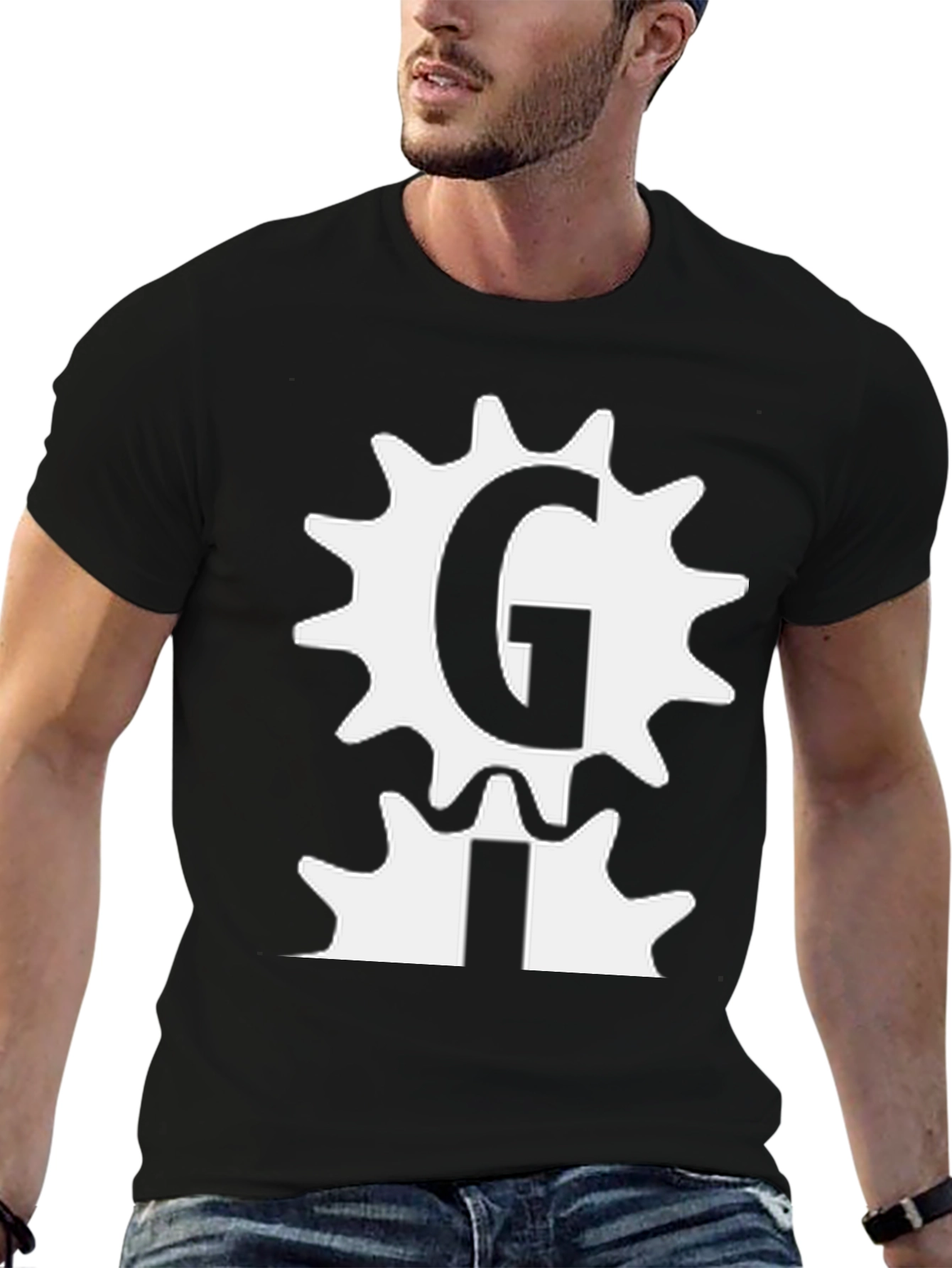 Gear Letter Graphic Black Tee
