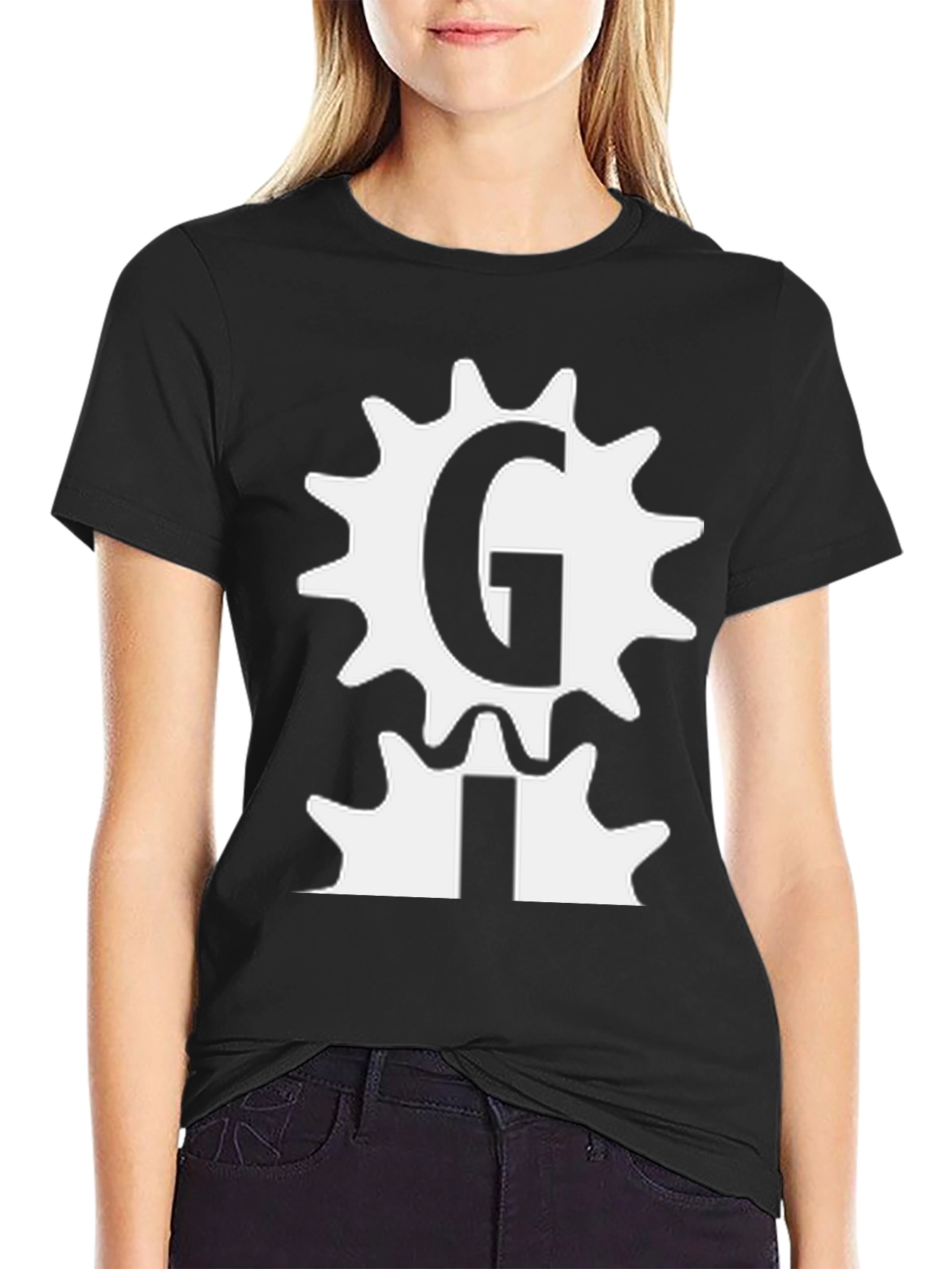 Gear Letter Graphic Black Tee