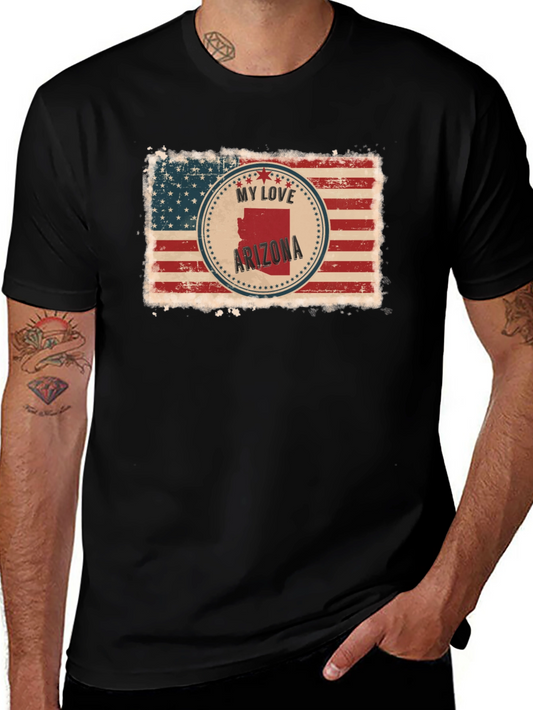 My Love Arizona American Flag Black T-Shirt