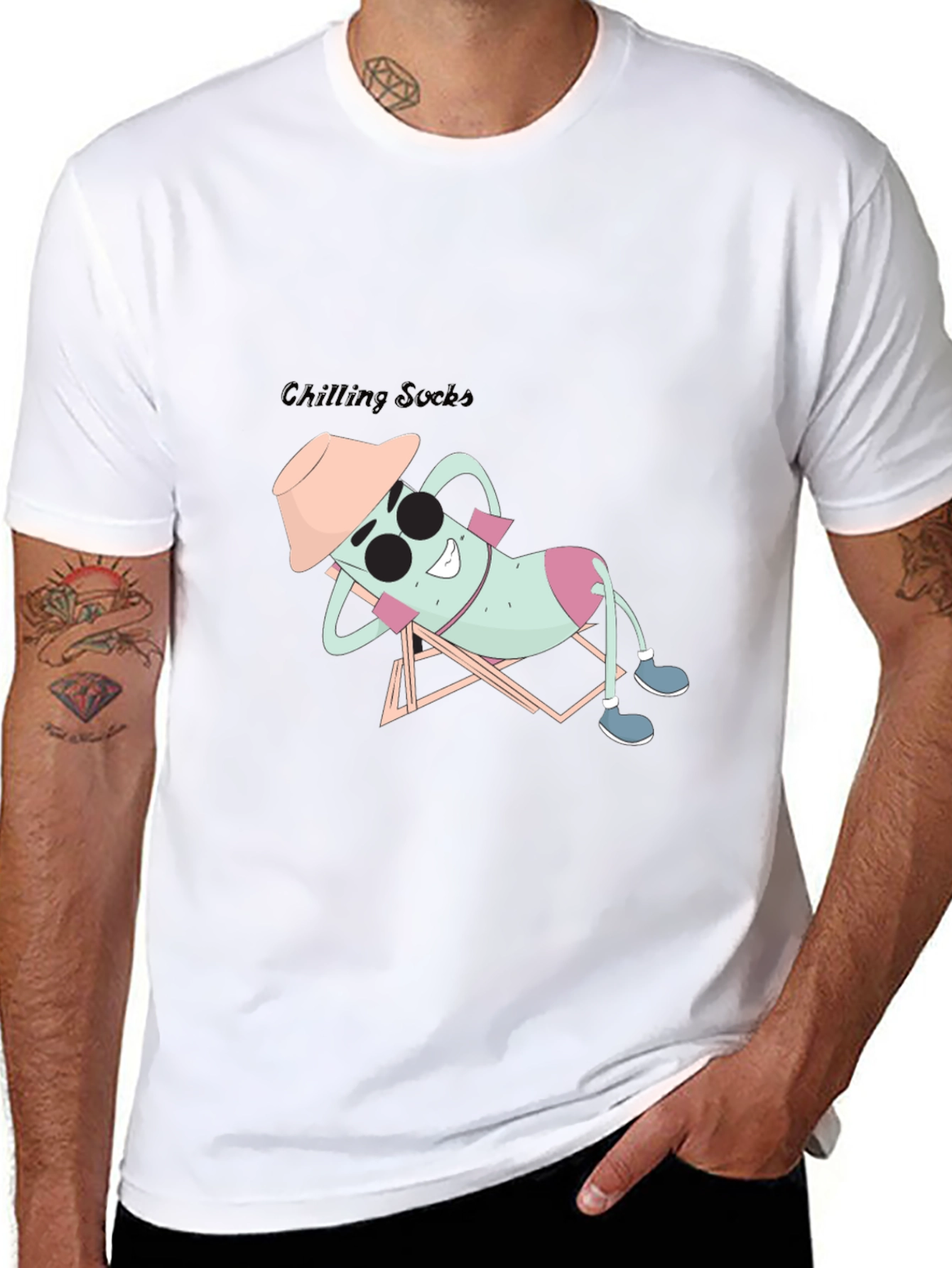 Chilling Socks Graphic Tee - Black Cotton Comfort
