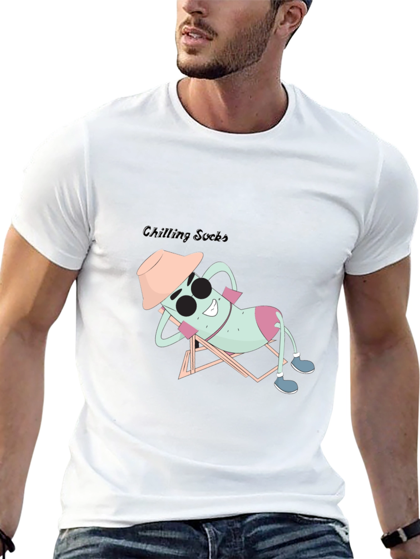 Chilling Socks Graphic Tee - Black Cotton Comfort