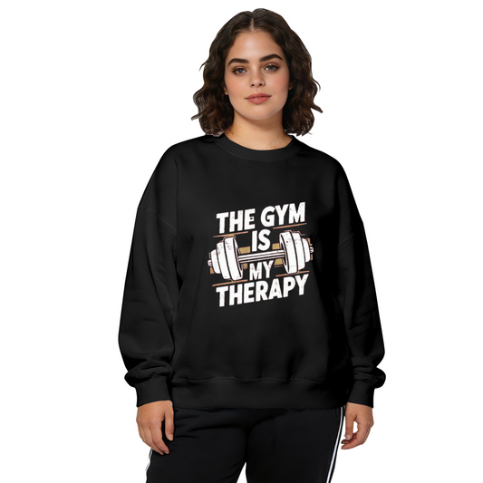 The Gym Is My Therapy Dumbbell Workout Crewneck Sweatshirt