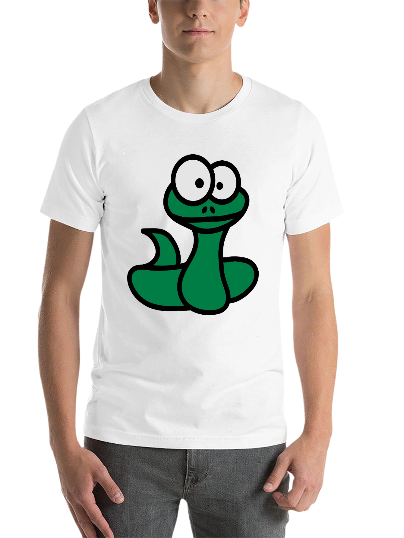 Cartoon Snake Graphic T-Shirt - Black Fun Design