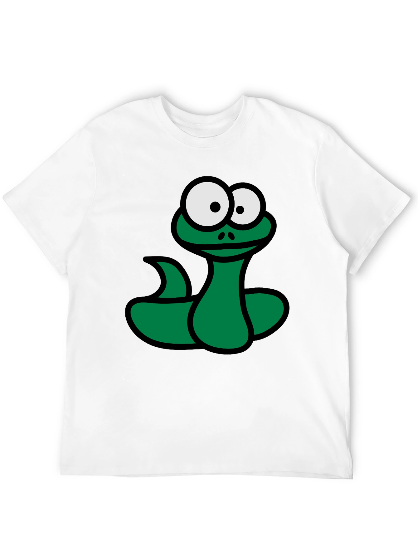 Cartoon Snake Graphic T-Shirt - Black Fun Design