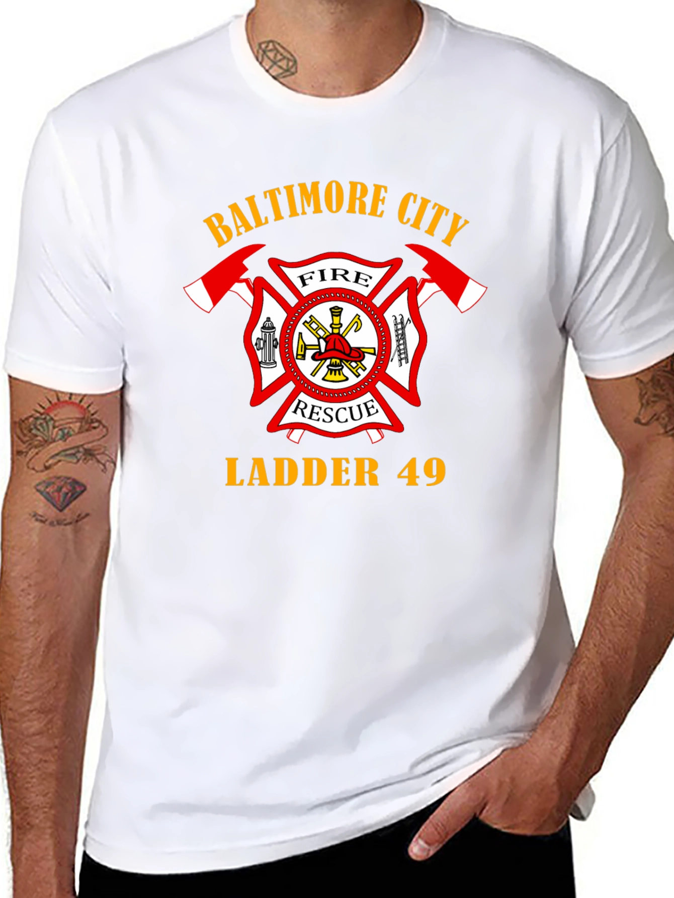 Baltimore City Fire Rescue Ladder 49 T-Shirt