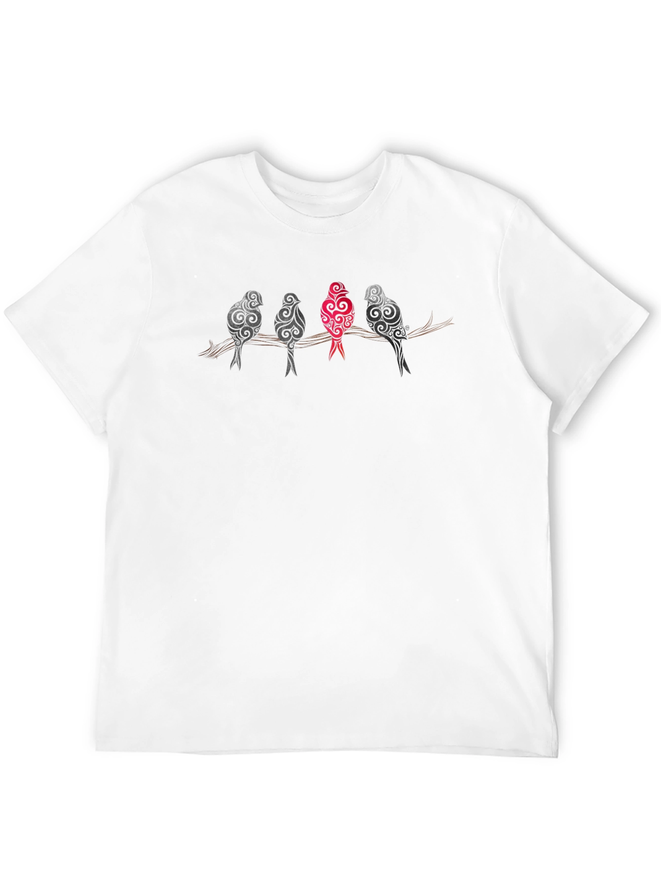Unique Birds on Branch Graphic Tee - Stand Out!