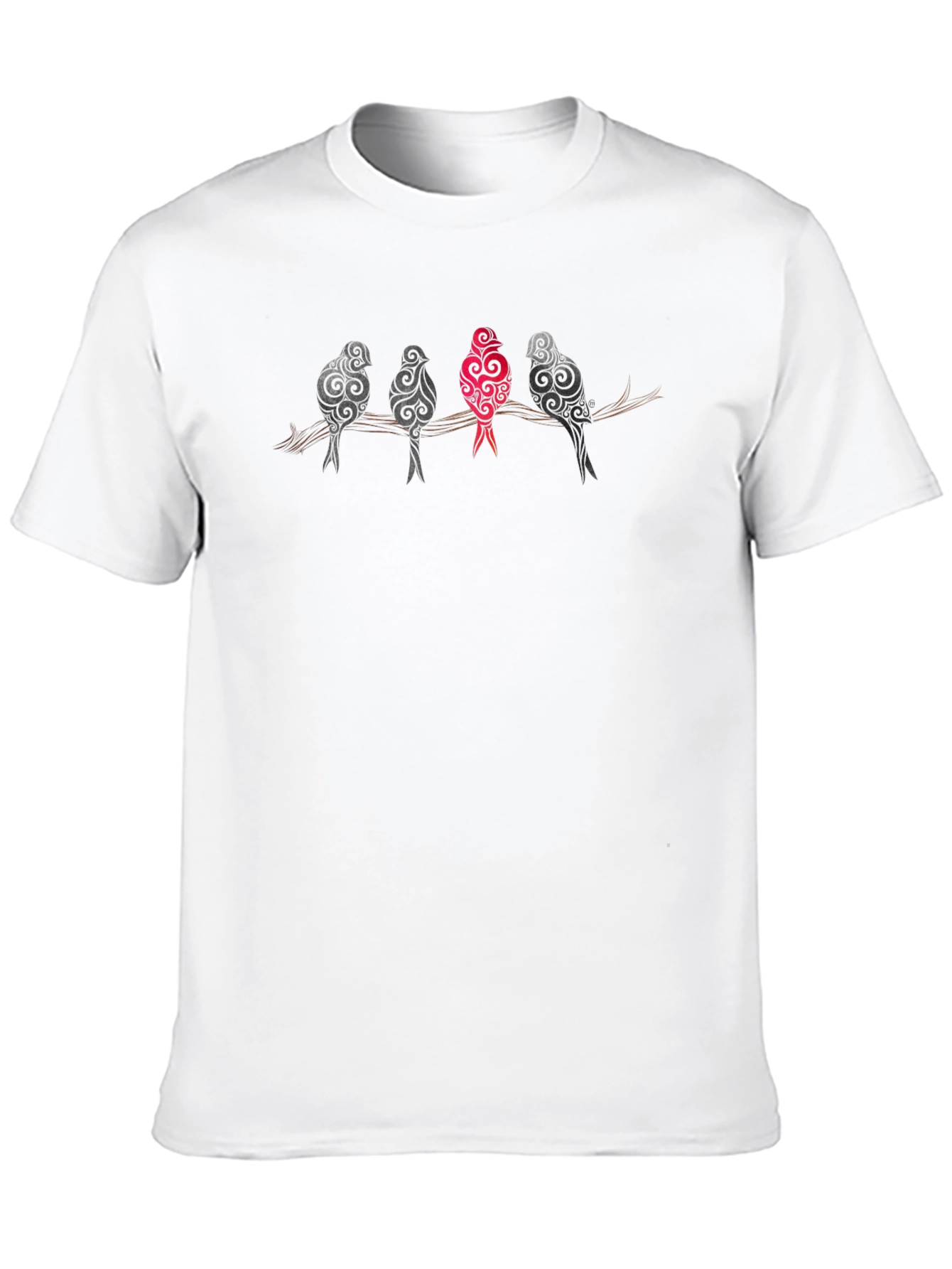 Unique Birds on Branch Graphic Tee - Stand Out!