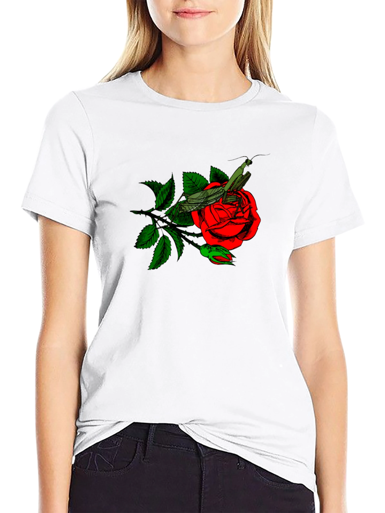 Rose and Mantis Graphic T-Shirt