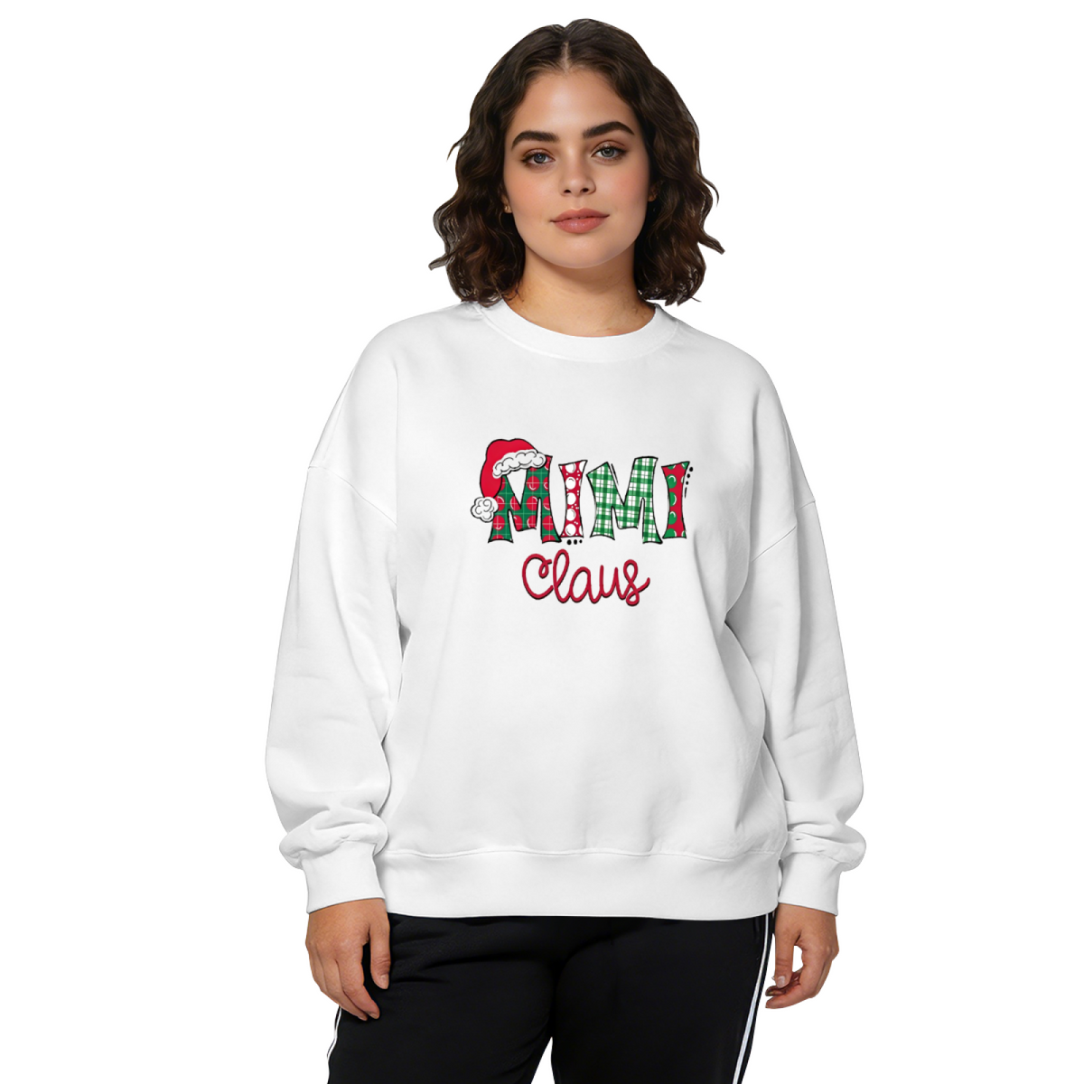 Mimi Claus Plaid Christmas Family Holiday Crewneck Sweatshirt