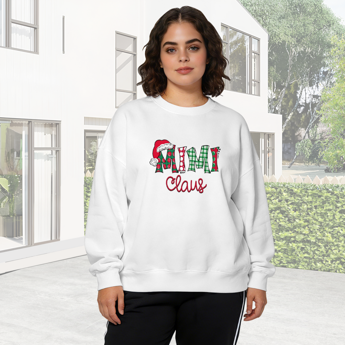Mimi Claus Plaid Christmas Family Holiday Crewneck Sweatshirt