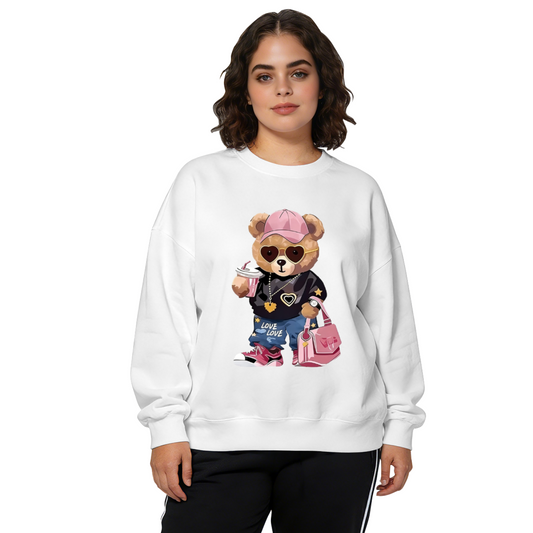 Hip?Hop Fashion Trendy Teddy Bear Crewneck Sweatshirt