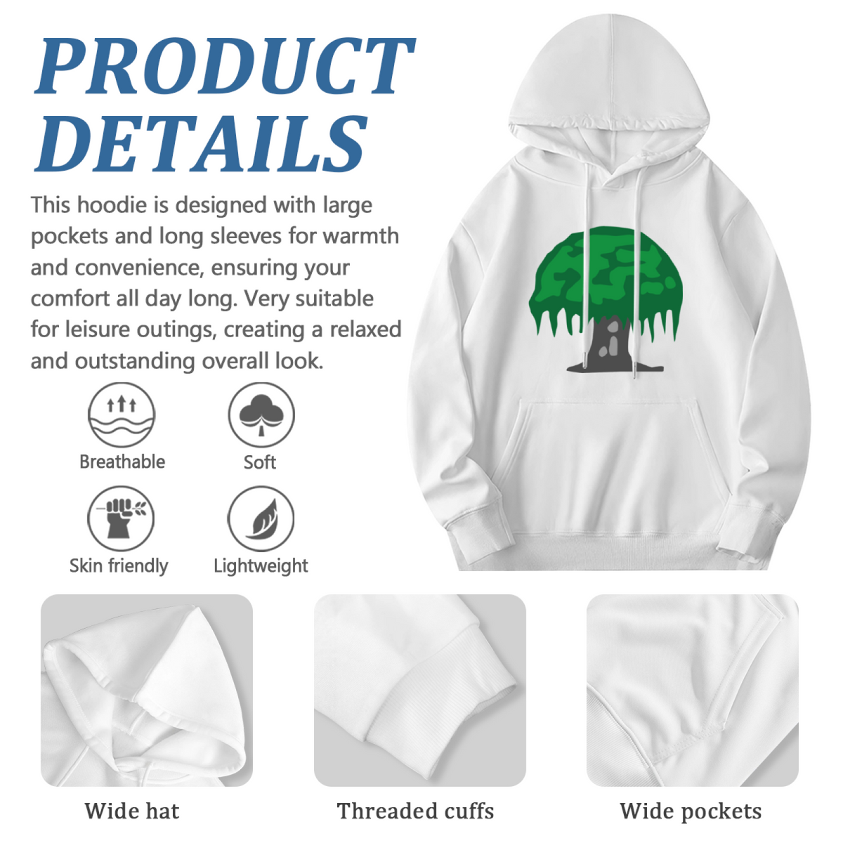 Nature & Patriotic Design Hoodie - Unisex Pullover Sweatshirt, Graphic Print, Casual Streetwear Fashion